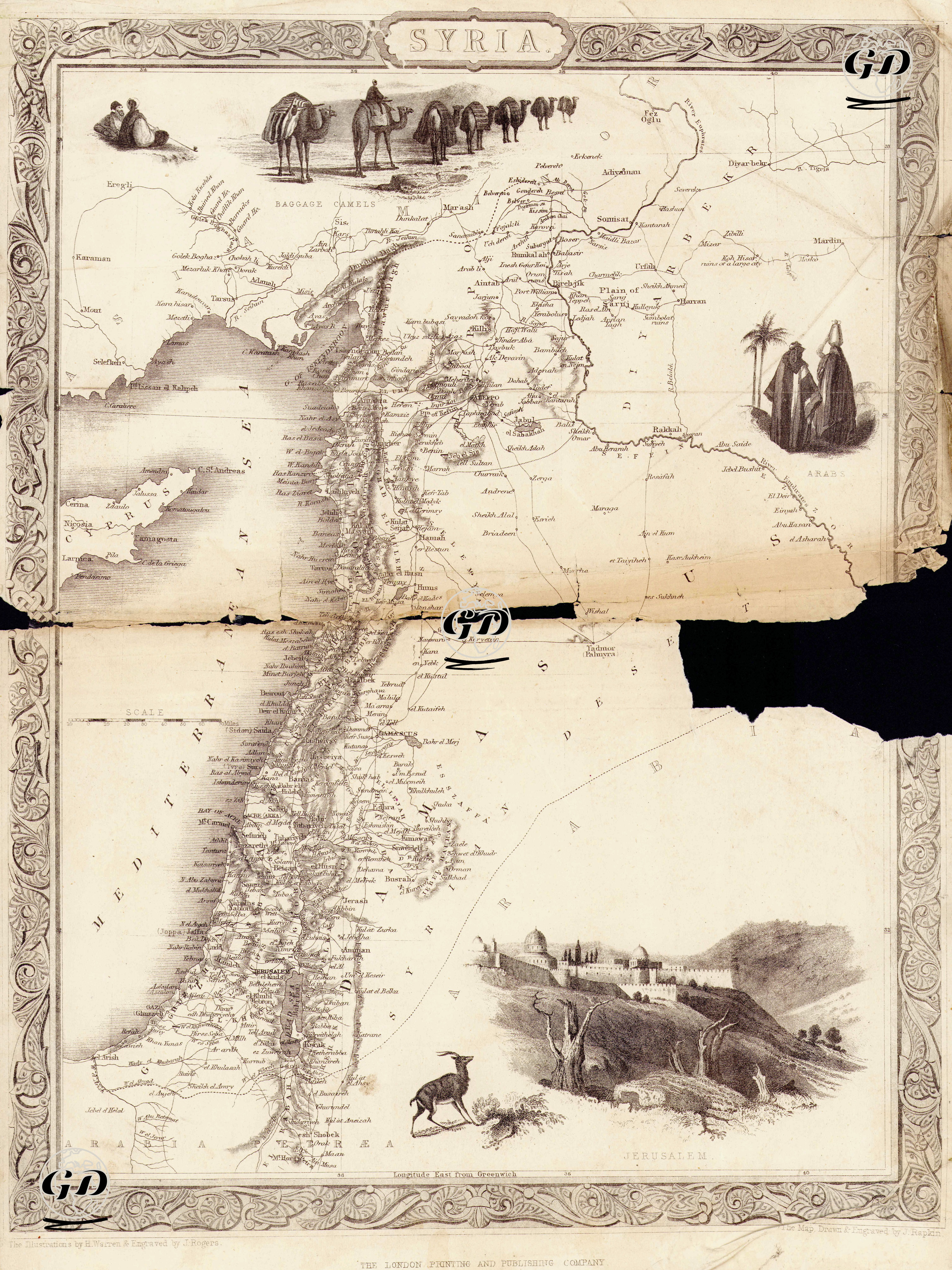 Syria-Jerusalem-Baggage Camels-Arabs - John Rapkin(1815-1876)-Henry Warren(1794-1879) - 1853
