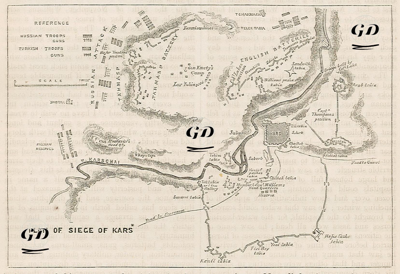 Plan Of Siege Of Kars -  - 1856