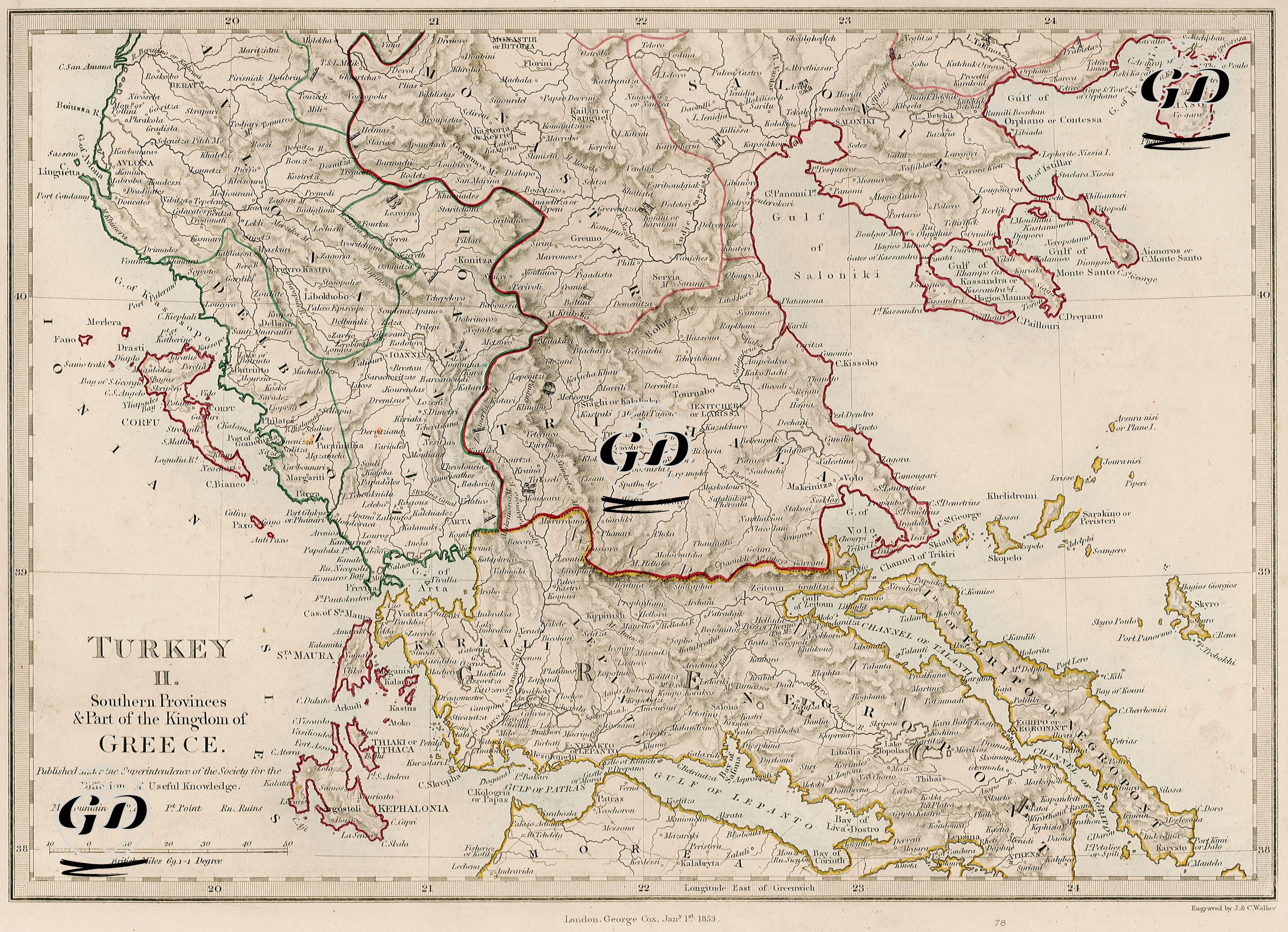 Turkey II.-Southern Provinces & Part Of The Kingdom Of Greece -  - 1853