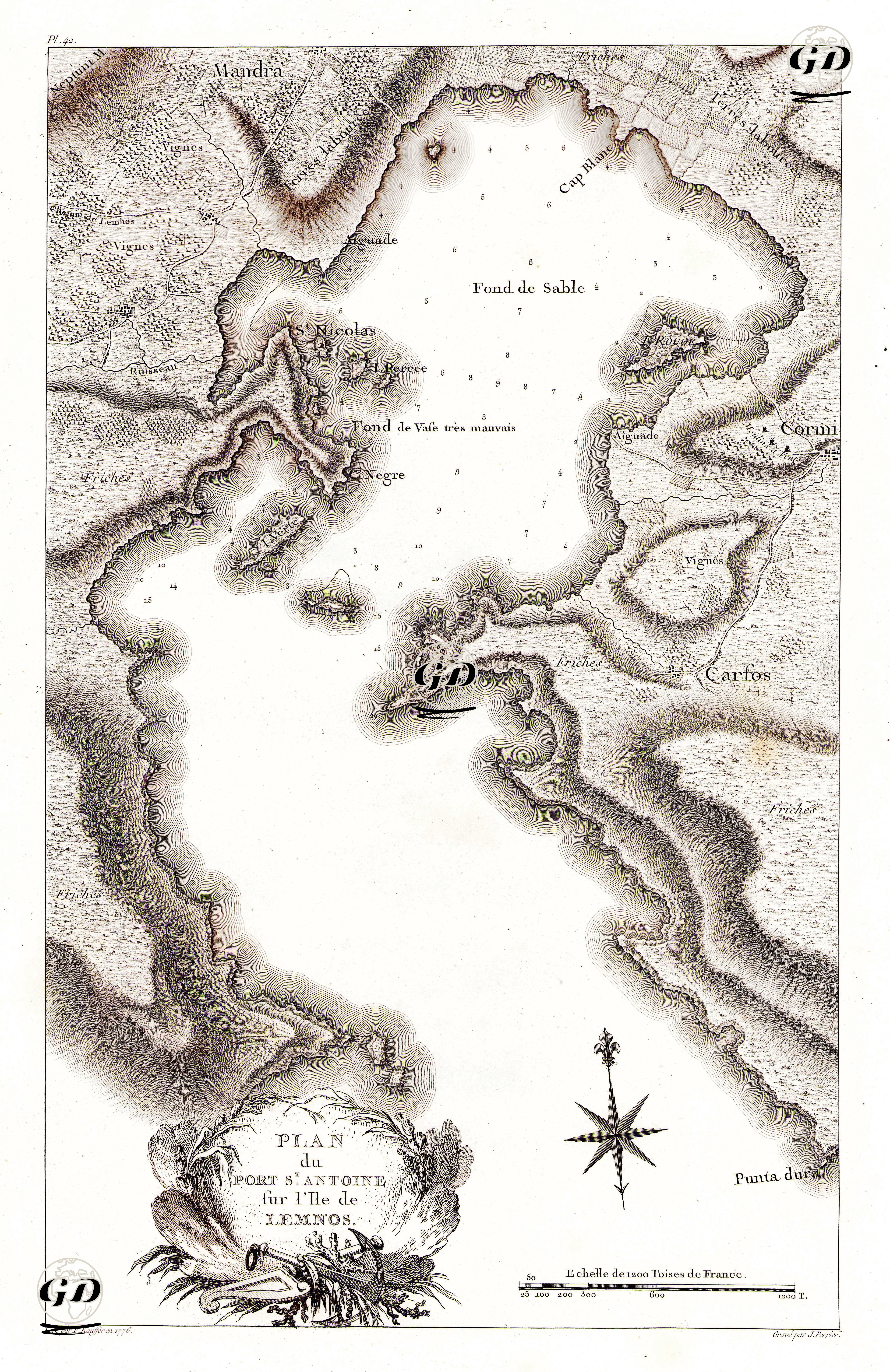 Plan Du Port St.Antoine Fur L'ile De Lemnos (Plan Of The Port Of St.Antoine On The Island Of Lemnos) - Marie Gabriel Florent Auguste de Choiseul Gouffier (1752-1817) - 1776