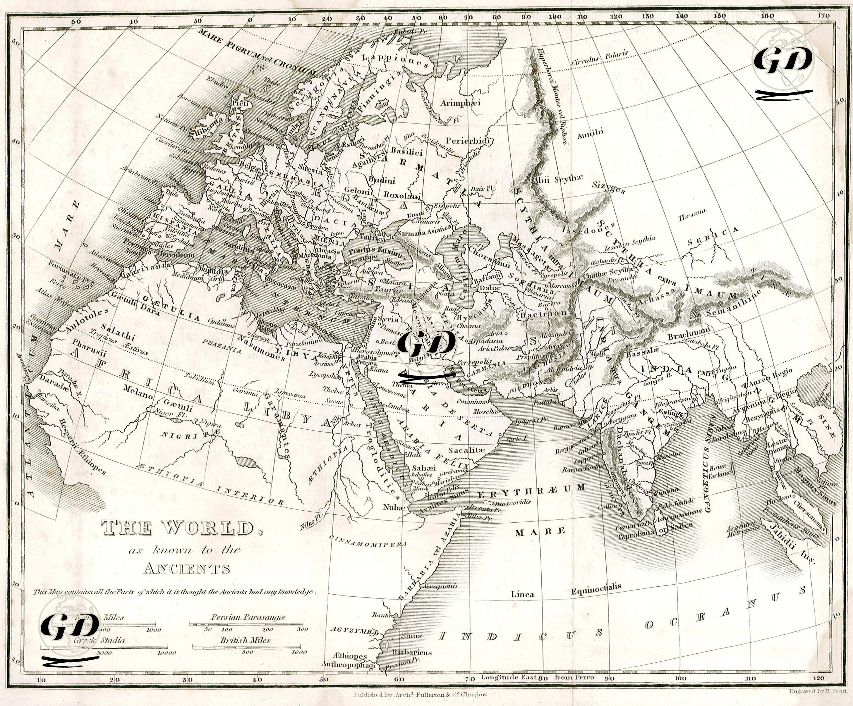 The World, As Known To The Ancients (This Map Contains All Of The Parts Of Which It is Thought The Ancients Had Any Knowledge) - Thomas Gamaliel Bradford (1802-1887) - 1835