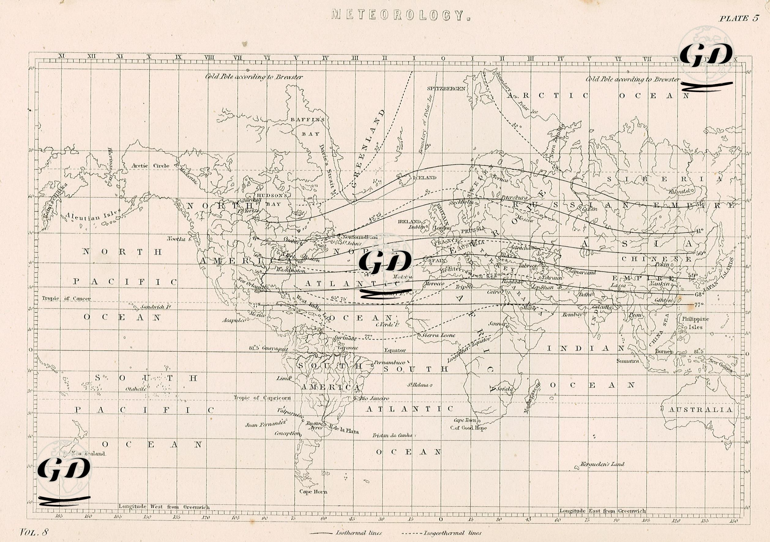 Meteorology-Isothermal Lines, Isogeothermal Lines -  - 1880's