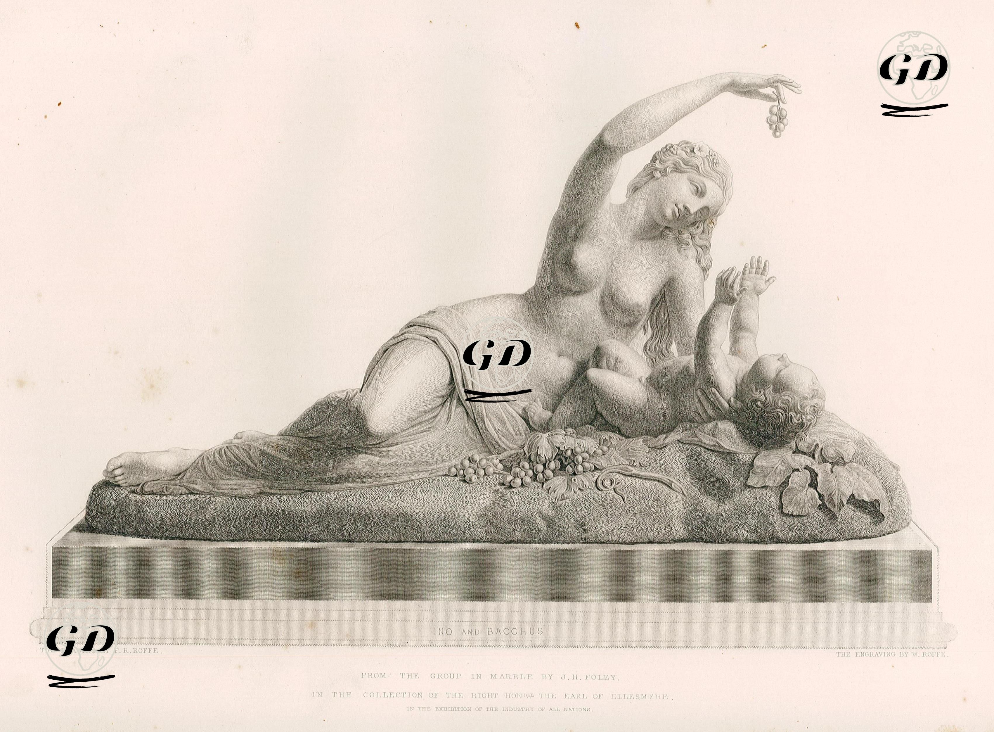 İno ve Bacchus (Eğlence Ve Şarap Tanrısı) - Felix Robert Roffe (1814-1887) - 1855