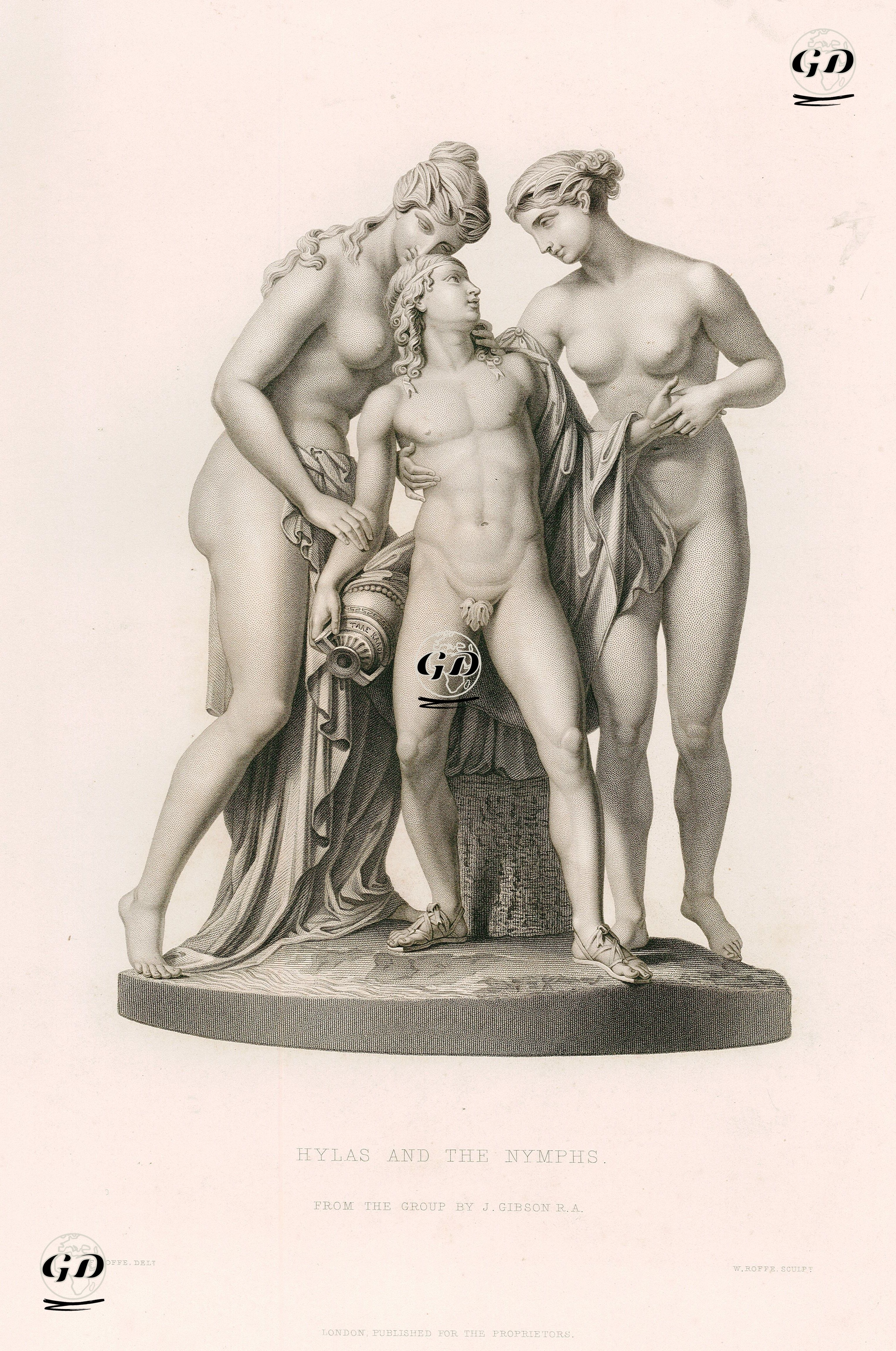Hylas Ve Peri Kızları - John Gibson (1790-1866)-Felix Robert Roffe (1814-1887) - 1855