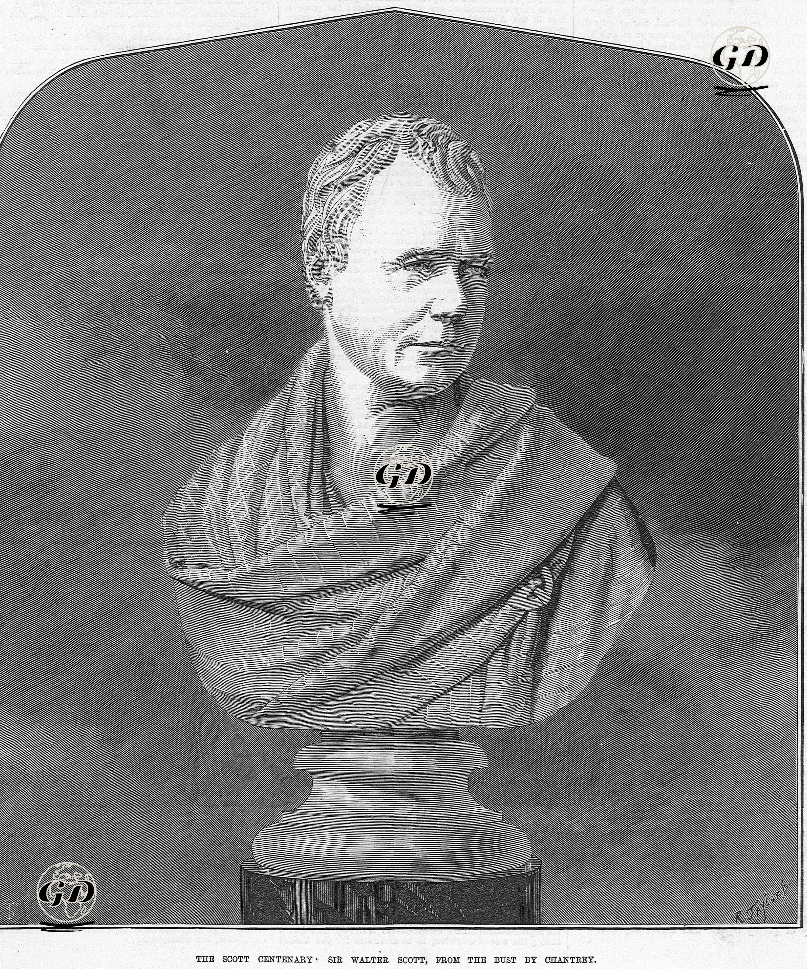 Yazar Walter Scott'un Büstü  -  - 1871