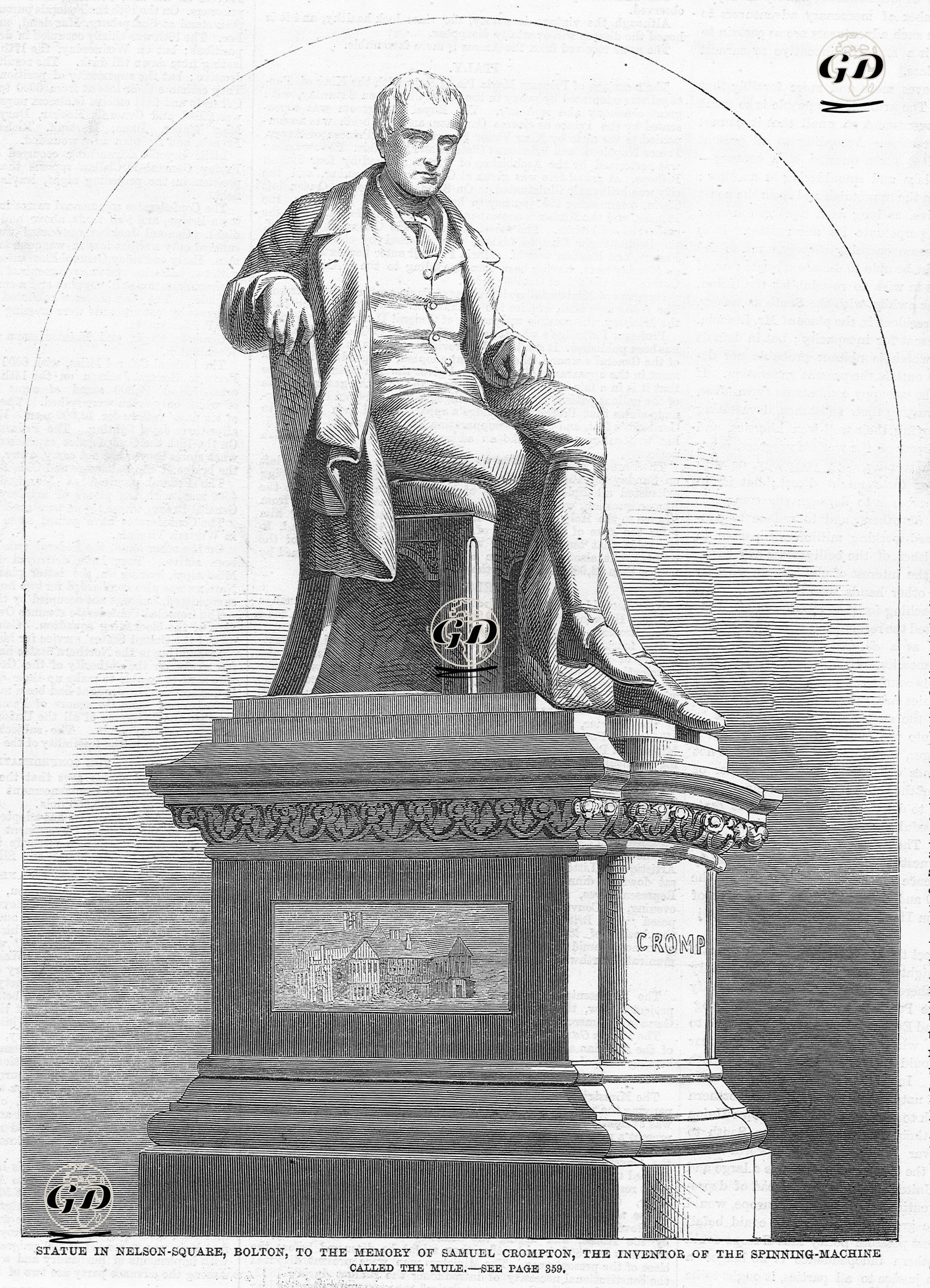 Londrada Nelson Square'de Bulunan  İplik Eğirme Makinasının Mucidi Samuel Crompton'un Heykeli  -  - 1862