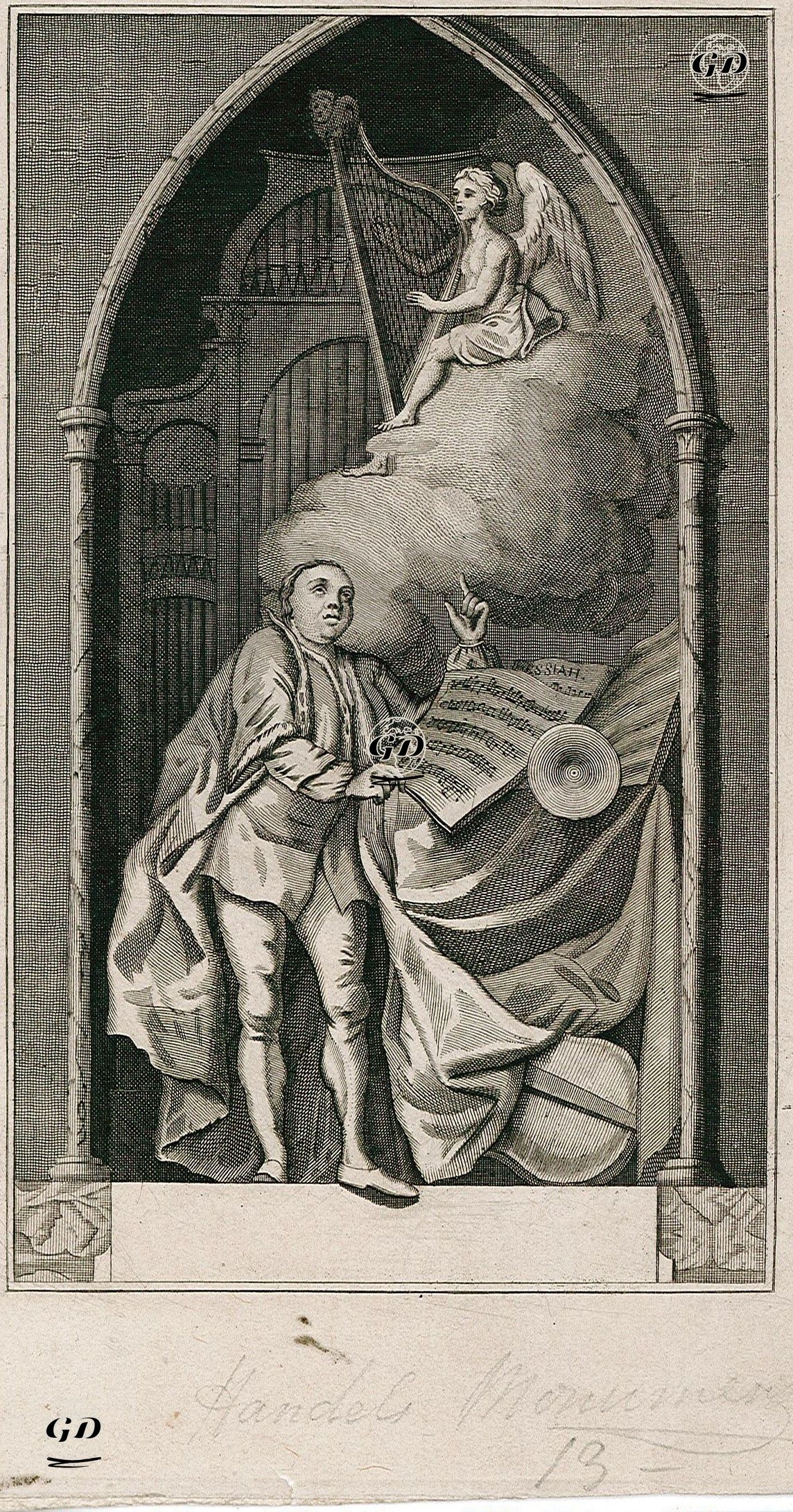 View of Handel's Monument in Westminster Abbey -  - 1800's