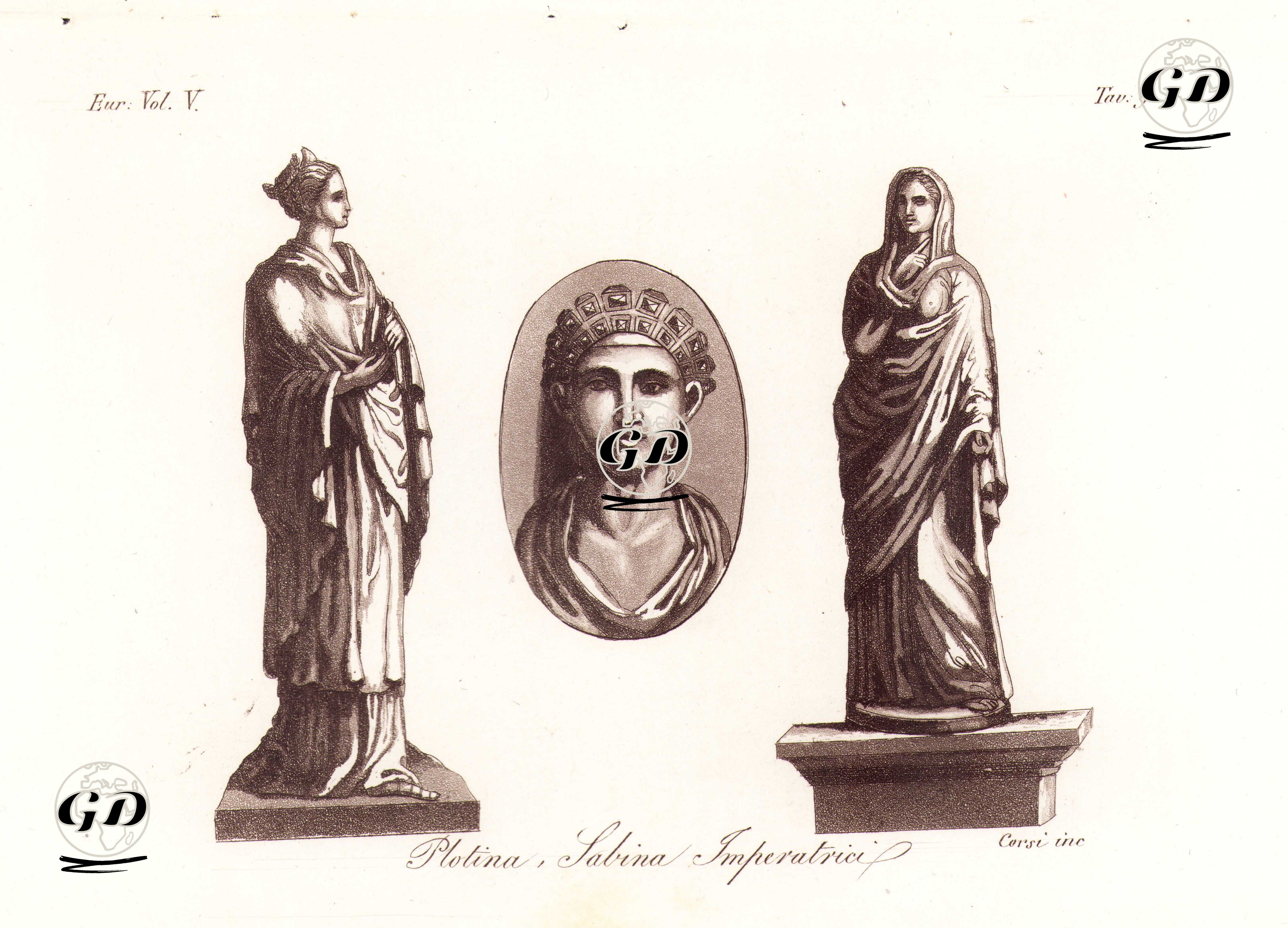 Roma İmparatoru Hadrianus'un Karısı İmparatoriçe Vibia Sabina, Avrupa. Cilt V. Resim 9. -  - 1820's-1840's