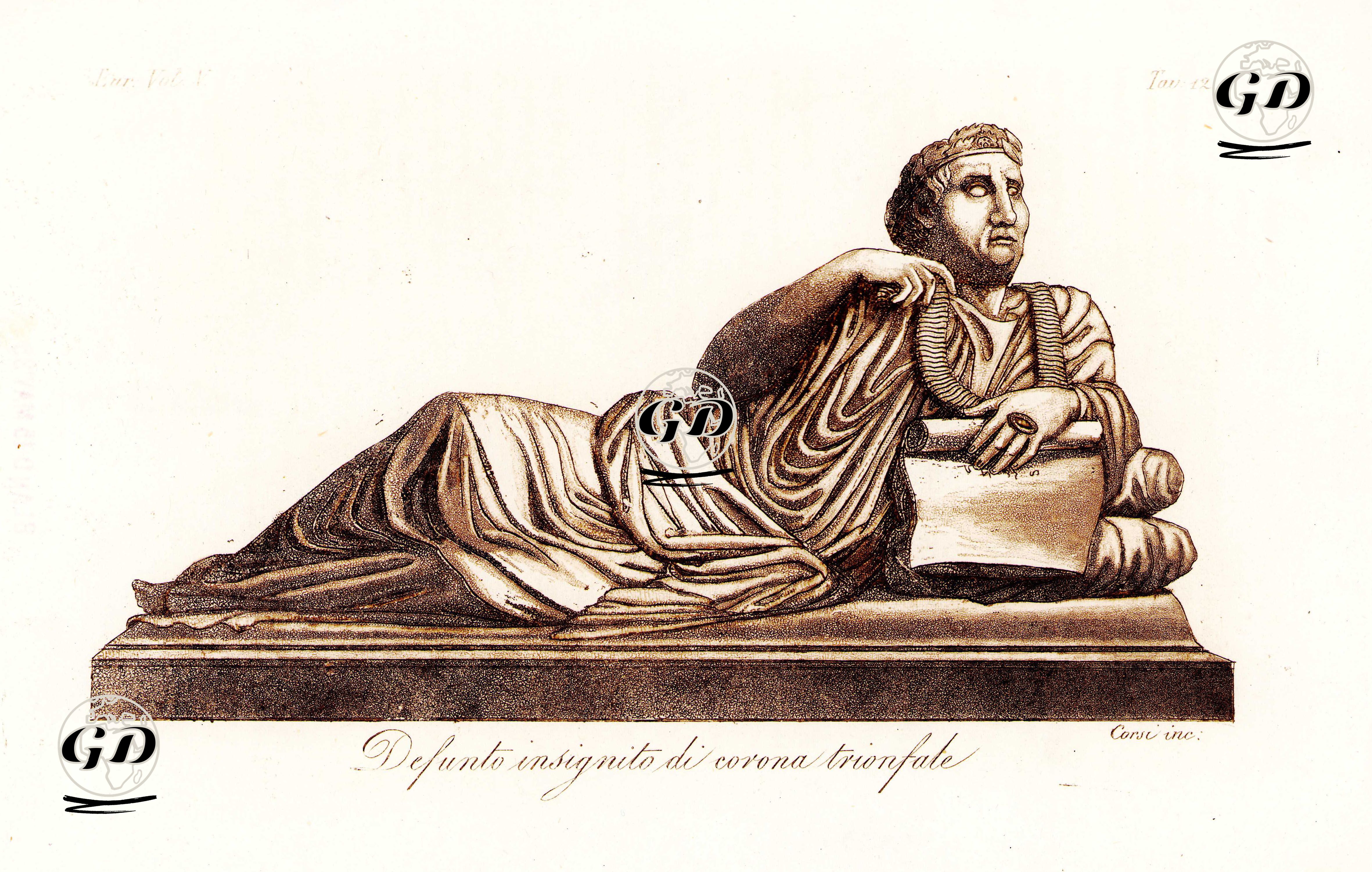 Etrüsk Mermer Mezar Heykeli, Avrupa. Cilt V. Resim 12. -  - 1820's-1840's