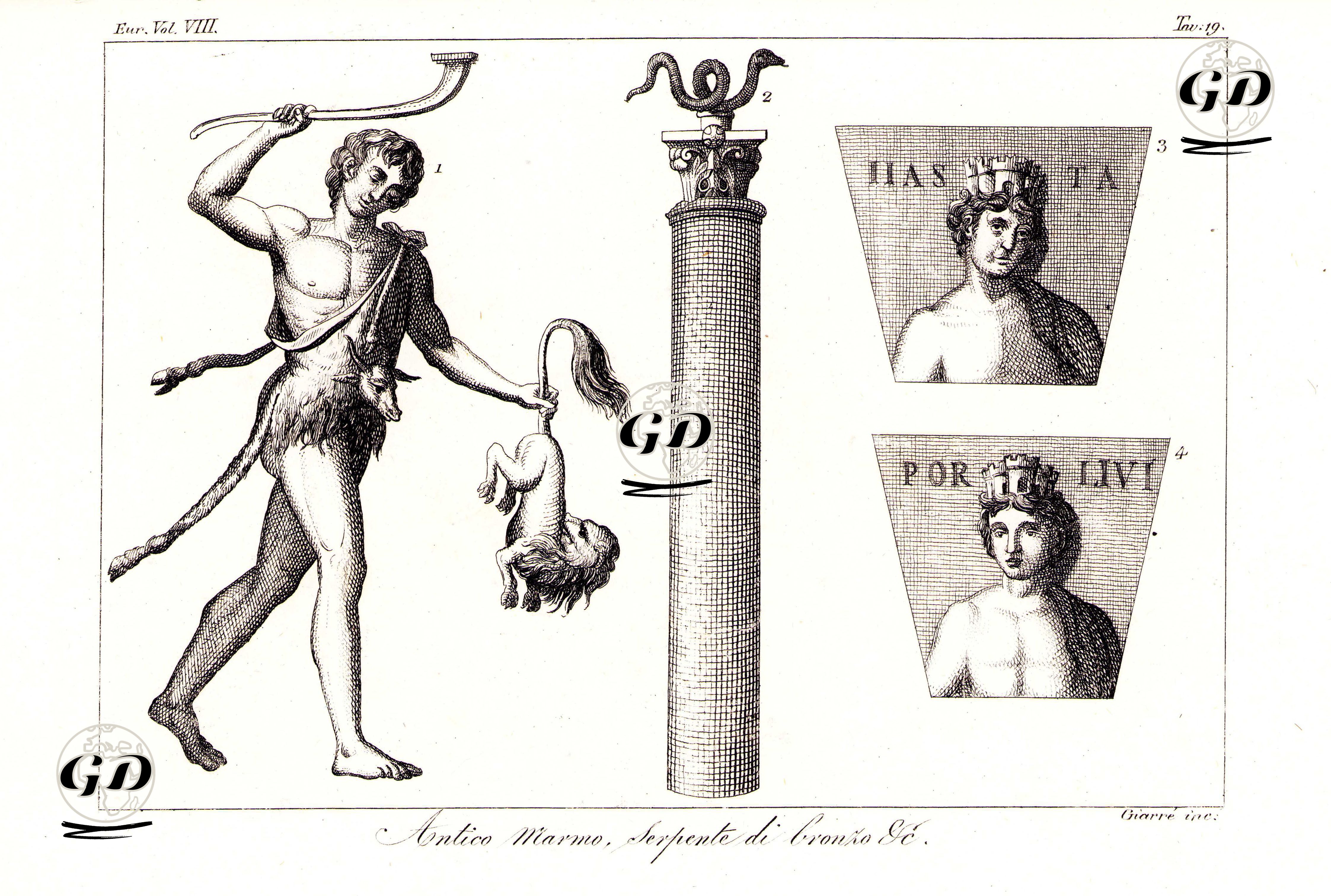 Antico Marmo, Serpente Di Bronzo & C., Eur. Vol VIII. Tav.19.  -  - 1820's-1840's