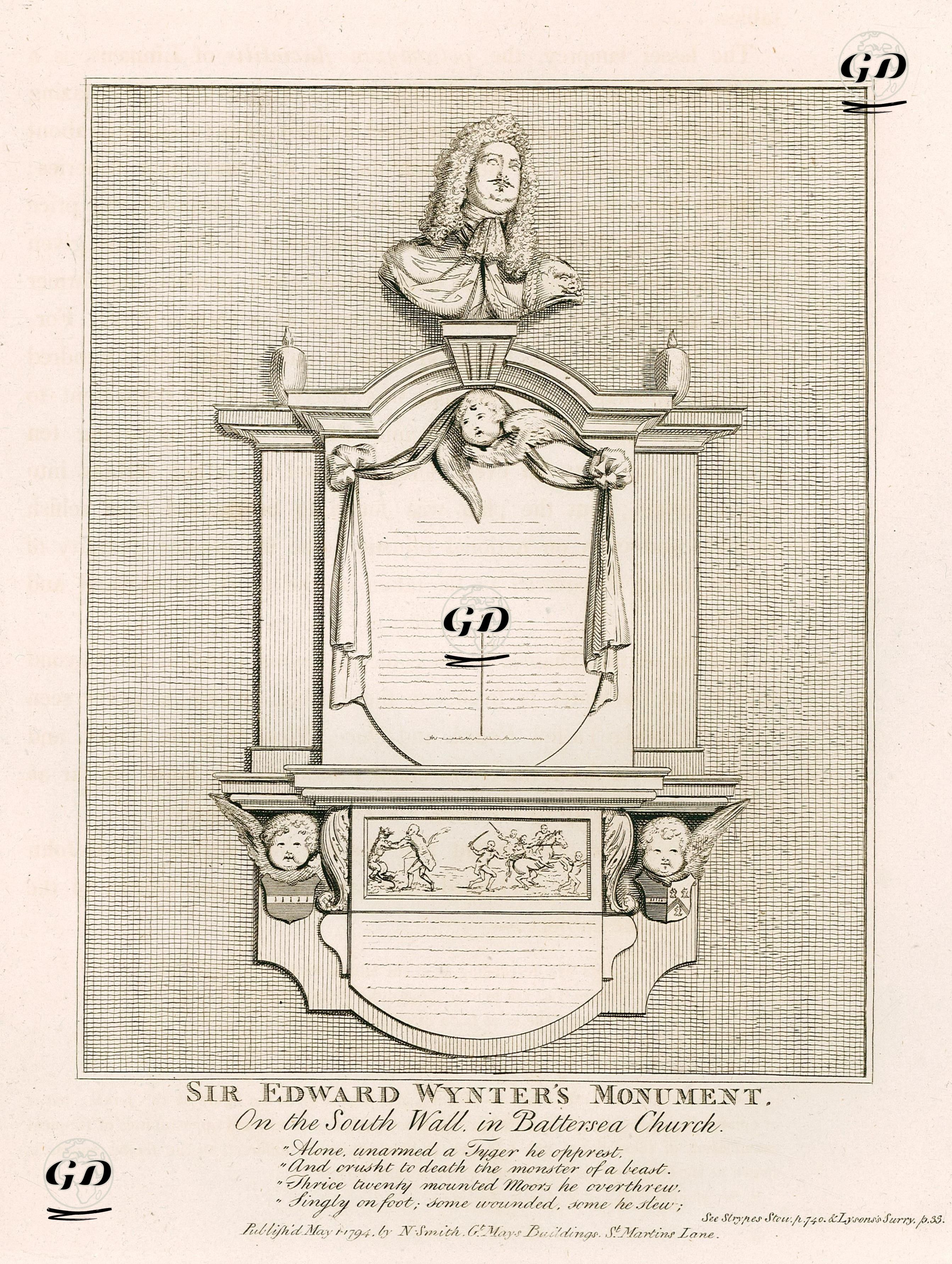 Sir Edward Wynter's Monument, On The South Wall in Battersea Church -  - 1794