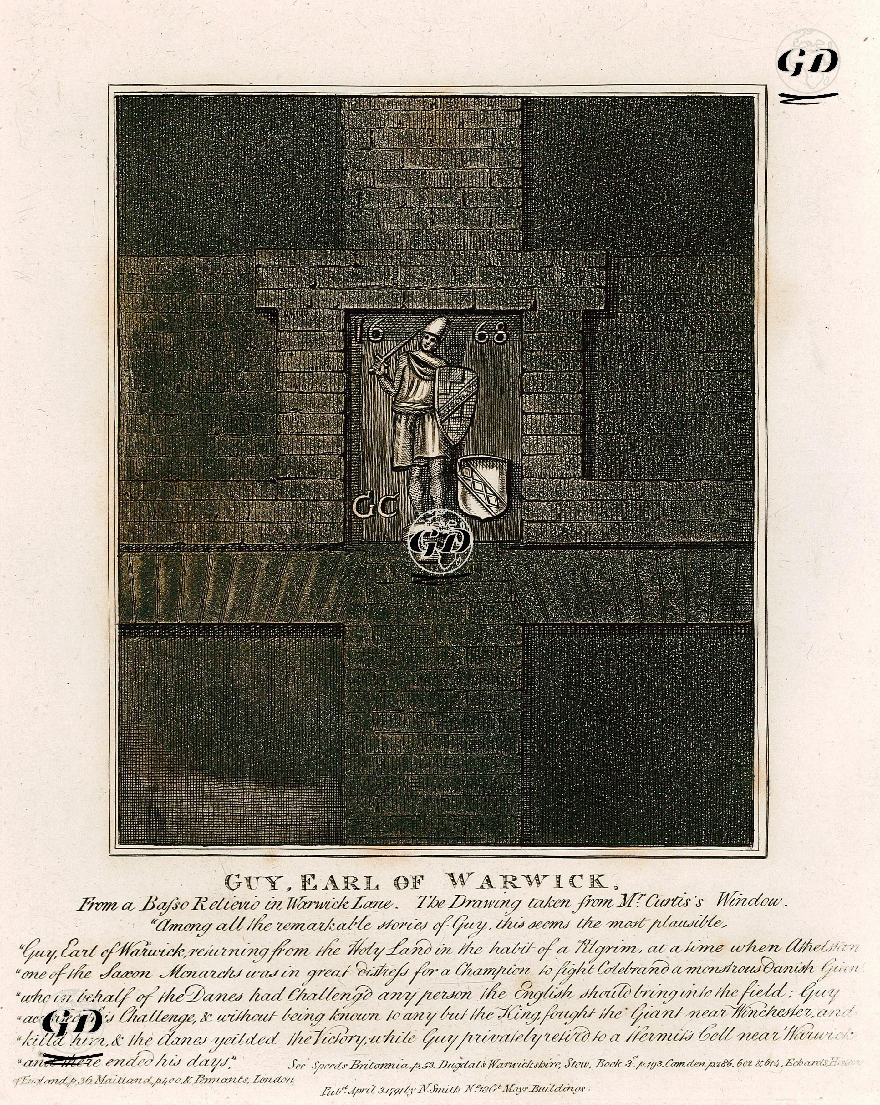 Londra'da Warwick Lane'de Bulunan Warwick Kontu Guy de Beauchamp'ın Duvar Rölyefi -  - 1791