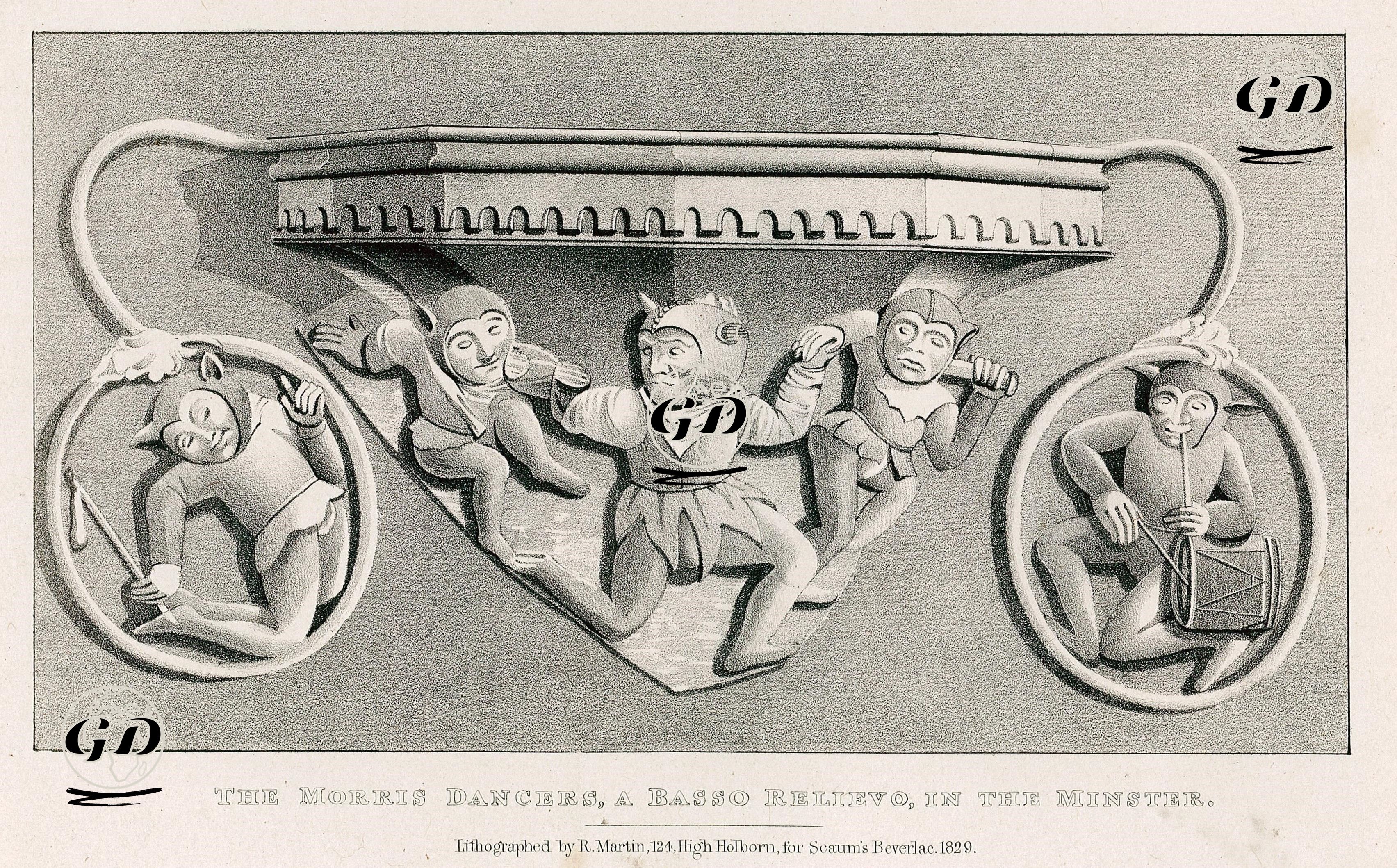 Kilisede Bulunan İngiliz Halk Dansı Olan Morris Danscılarını Gösteren Duvar Rölyefi -  - 1829
