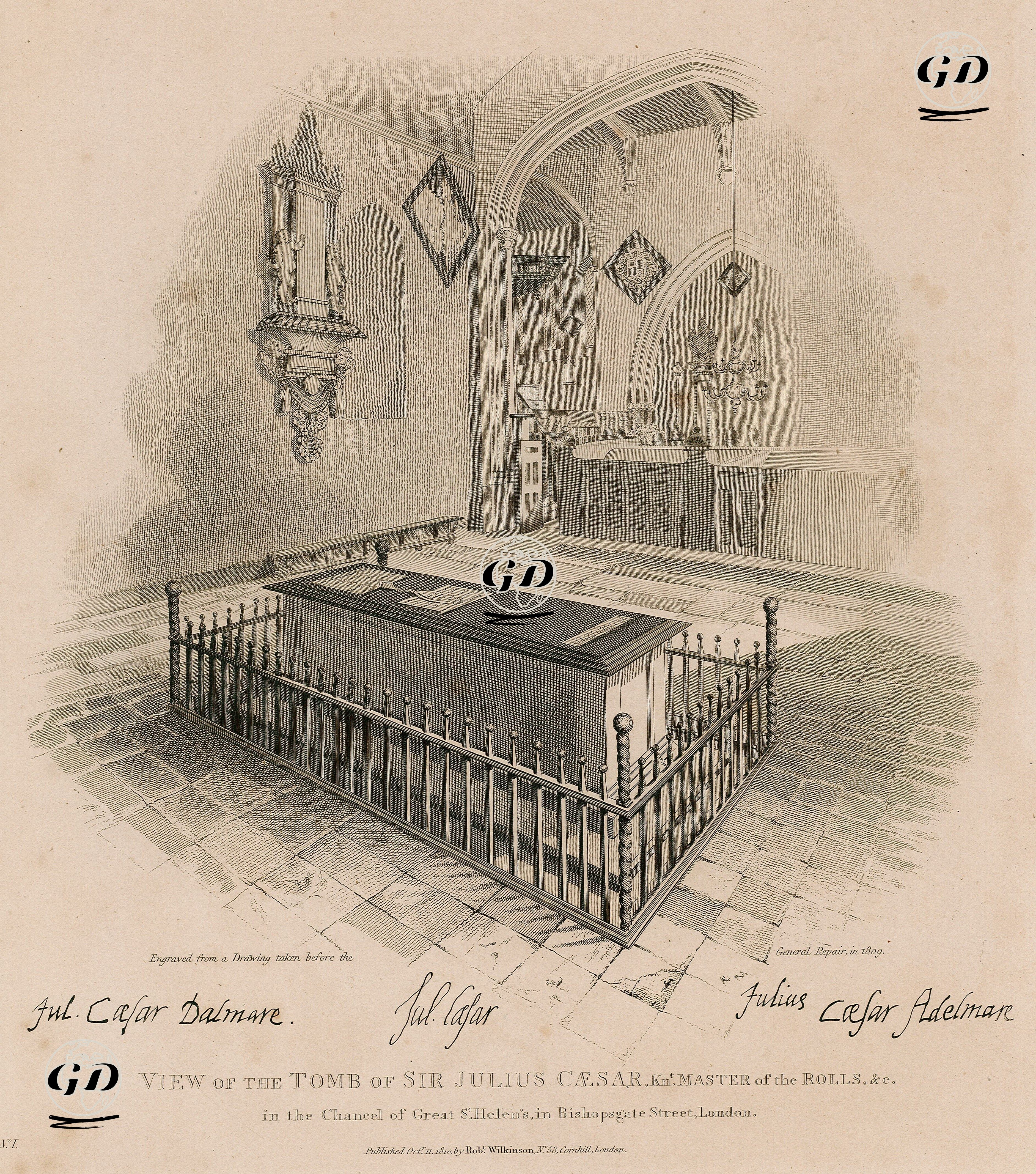 Londra'da Bishopsgate Caddesinde St.Helen Kilisesinde Bulunan Yüksek Mahkeme Başkanı 
Julius Ceaser'in Anıt Mezarı -  - 1810