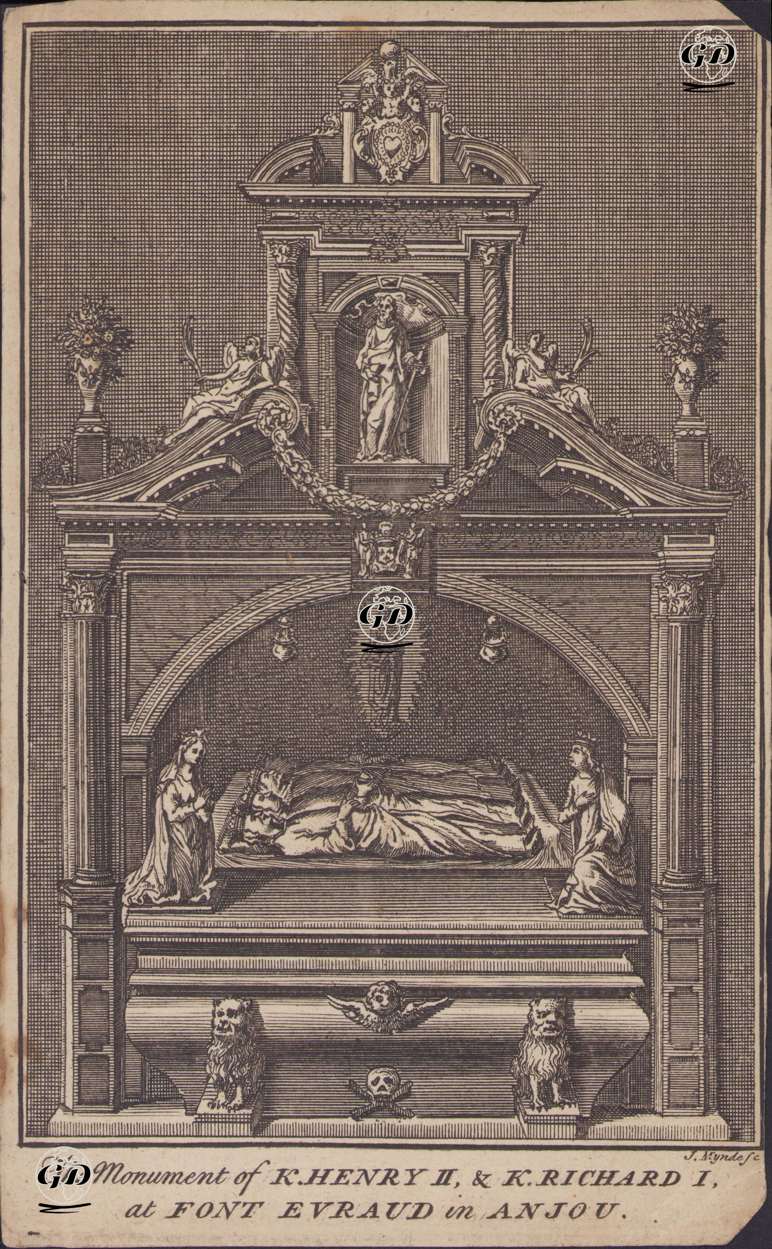 Anjou'da Fontevraud Manastırında Bulunan İngiltere Kralı II.Henry İle İngiltere Kralı I.Richard Ve Eşlerinin Anıt Mezarları -  - 1740's-1770's