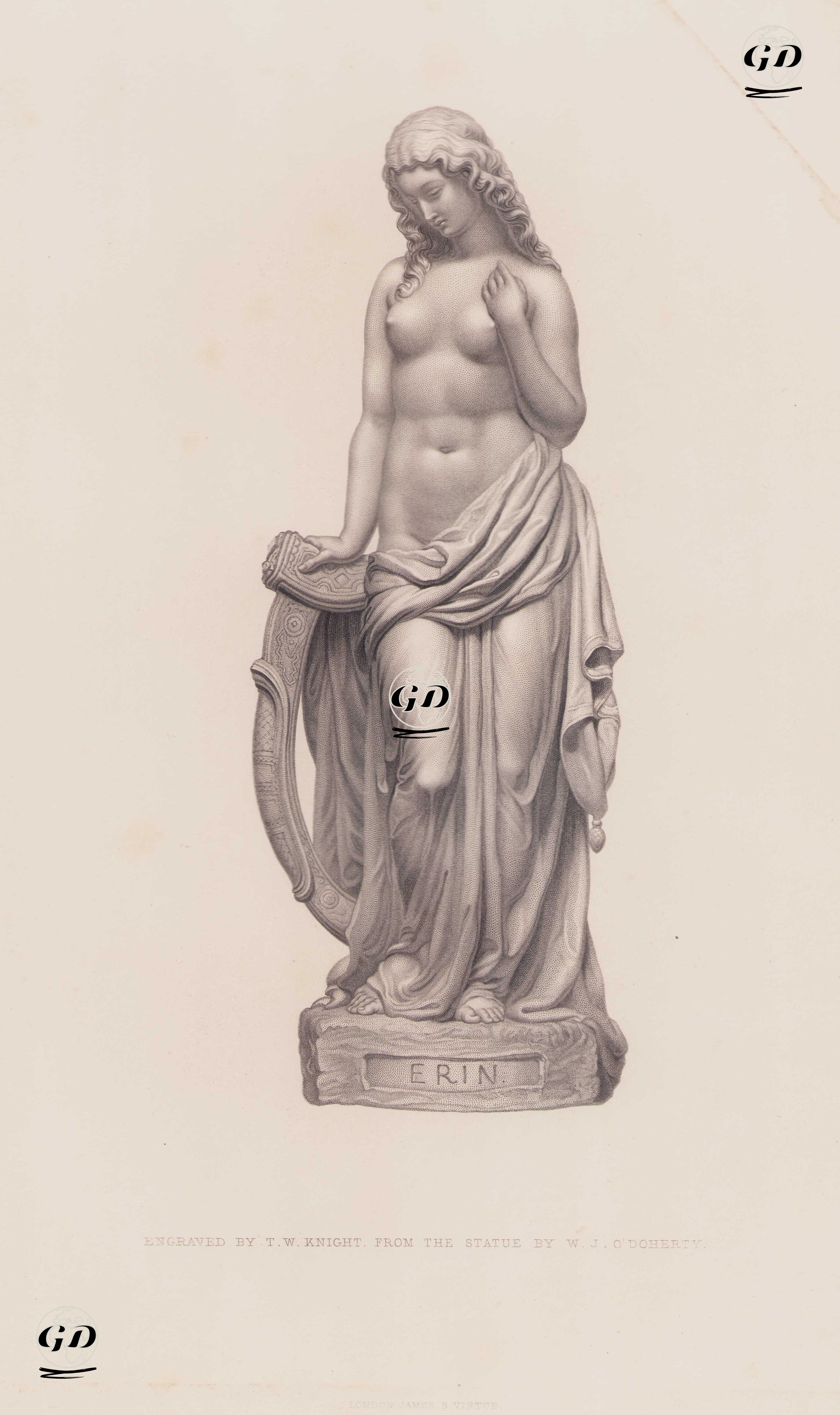 İrlanda Tanrıçası Erin ve Arpı - William James O'Doherty (1835-1868) - 1861