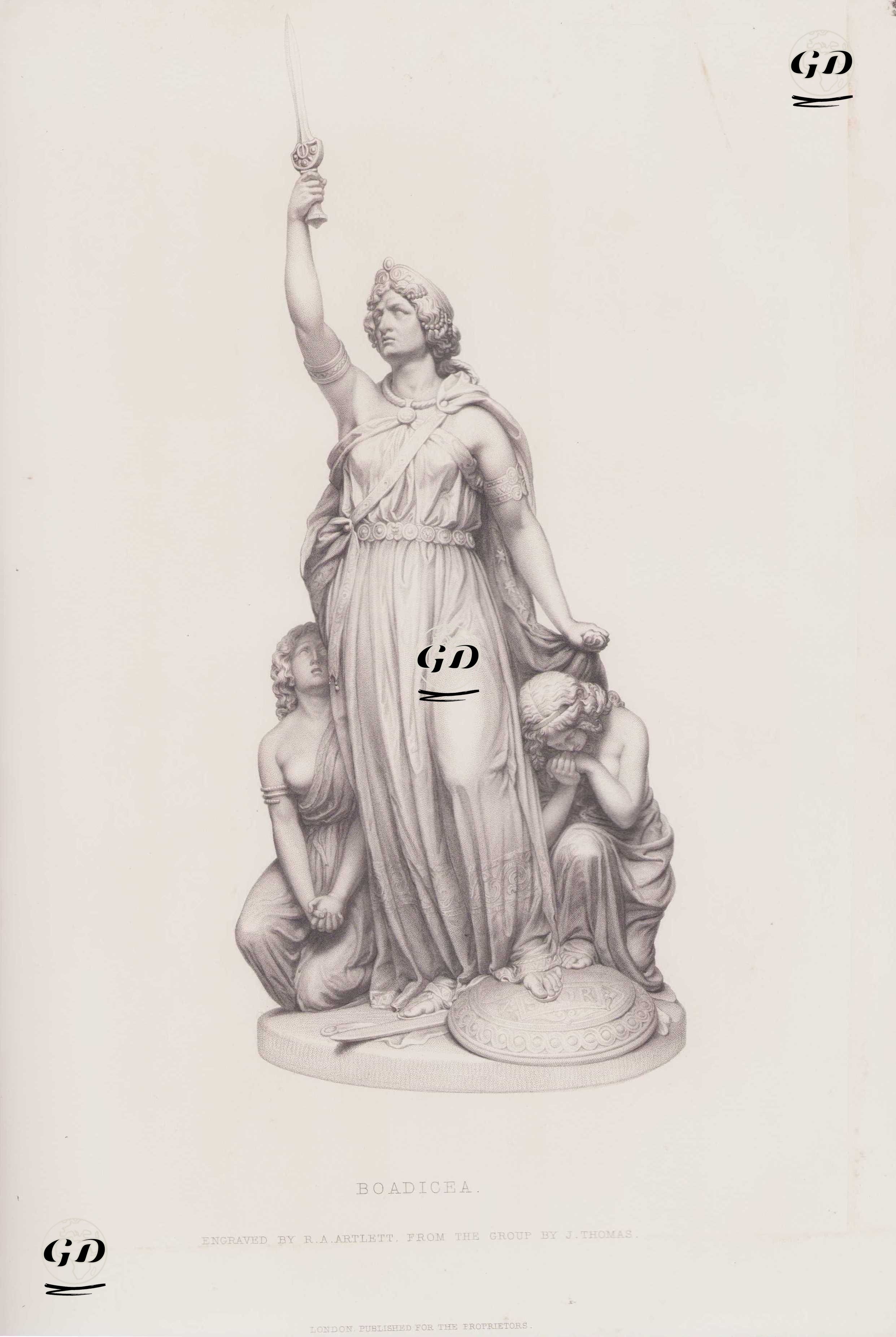 İceni Kabilesinin Kraliçesi Boadicea (Boudica) ve Kızları - John Thomas (1813-1862) - 1857