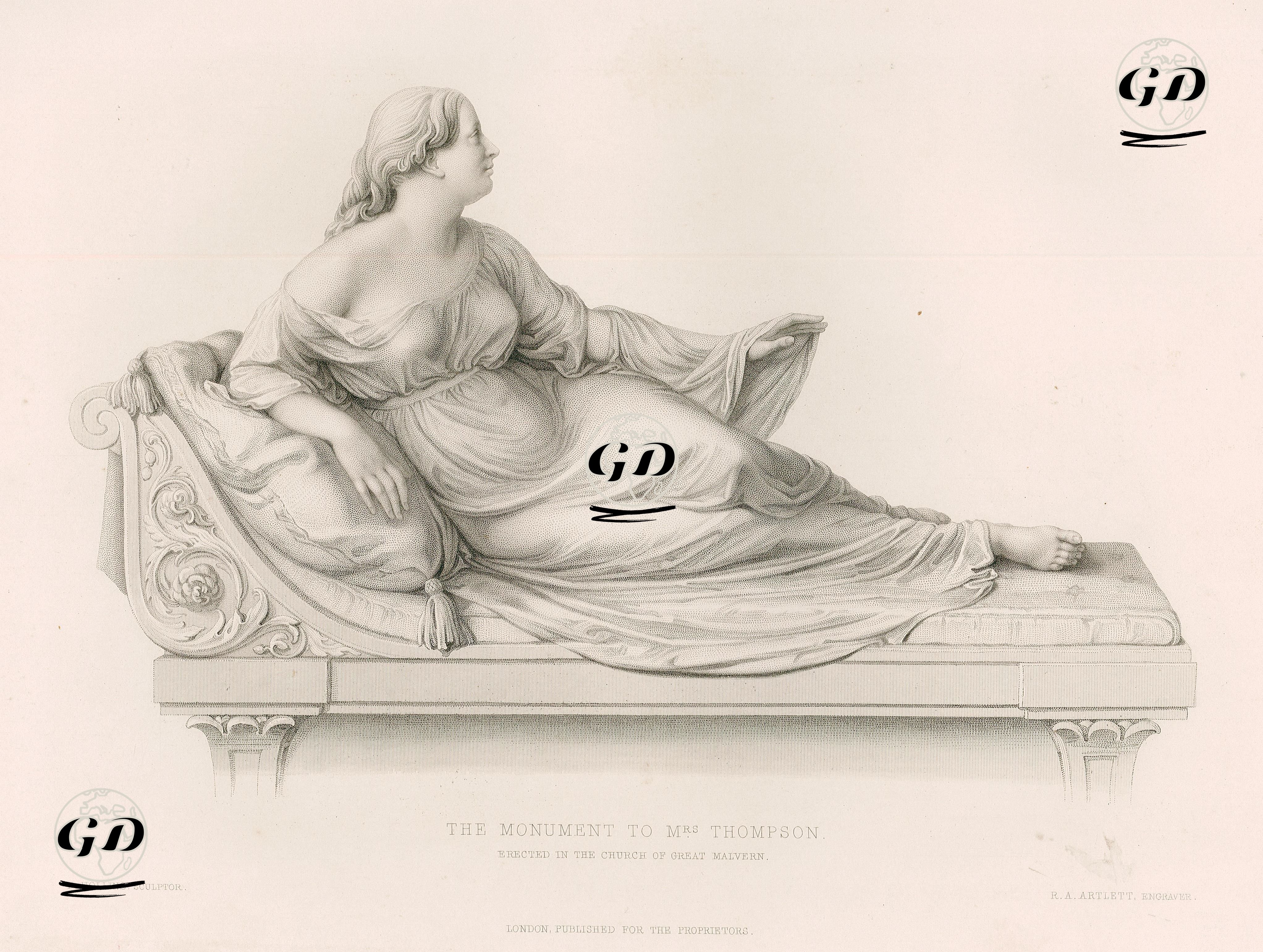  Great Malvern Kilisesinde Bulunan Mrs.Thompson'un Anıtı - Peter Hollins (1800-1886) - 1851