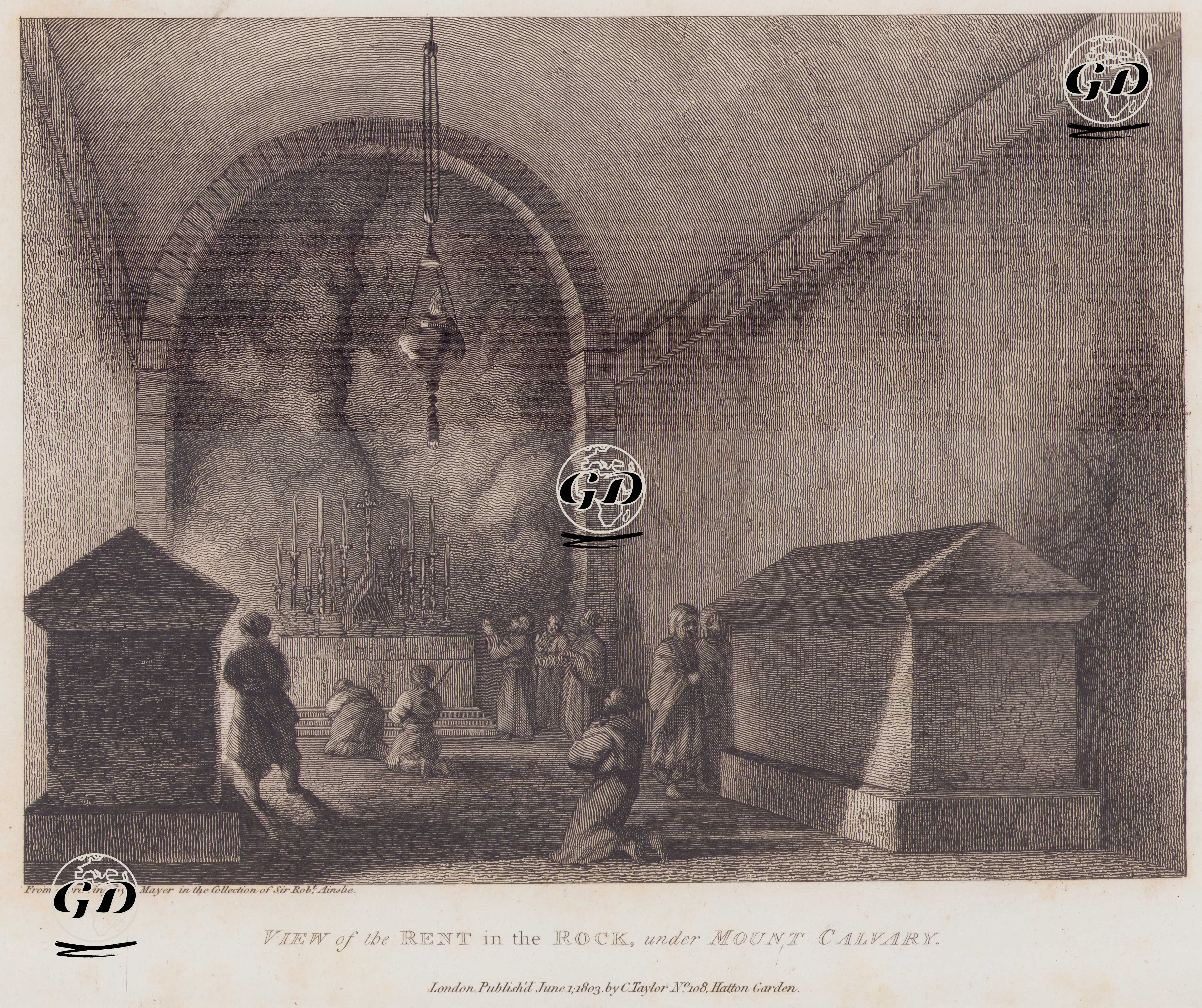 Hazreti İsa’nın Çarmıha Gerilmesi Sırasında Meydana Geldiğine İnanılan Bir Deprem Sonucunda Yarılığı Düşünülen Calvary Dağı’nın Altındaki Kayada Yer Alan Yarığa İnşa Edilmiş Şapel - L.Mayer - 1803