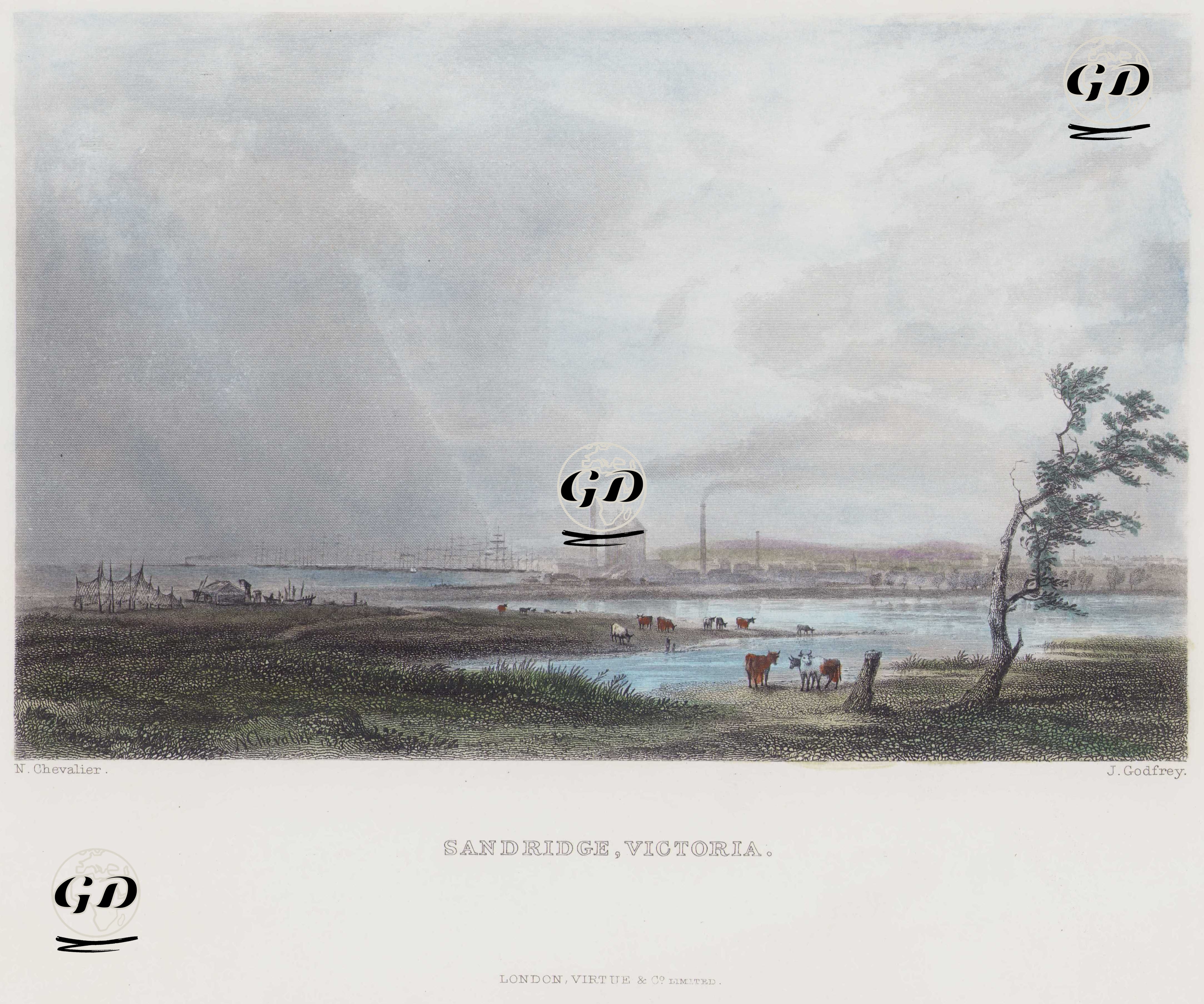 Sandridge (Victoria-Port Melbourne) Limanı, Avustralya - N. Chevalier - 1865