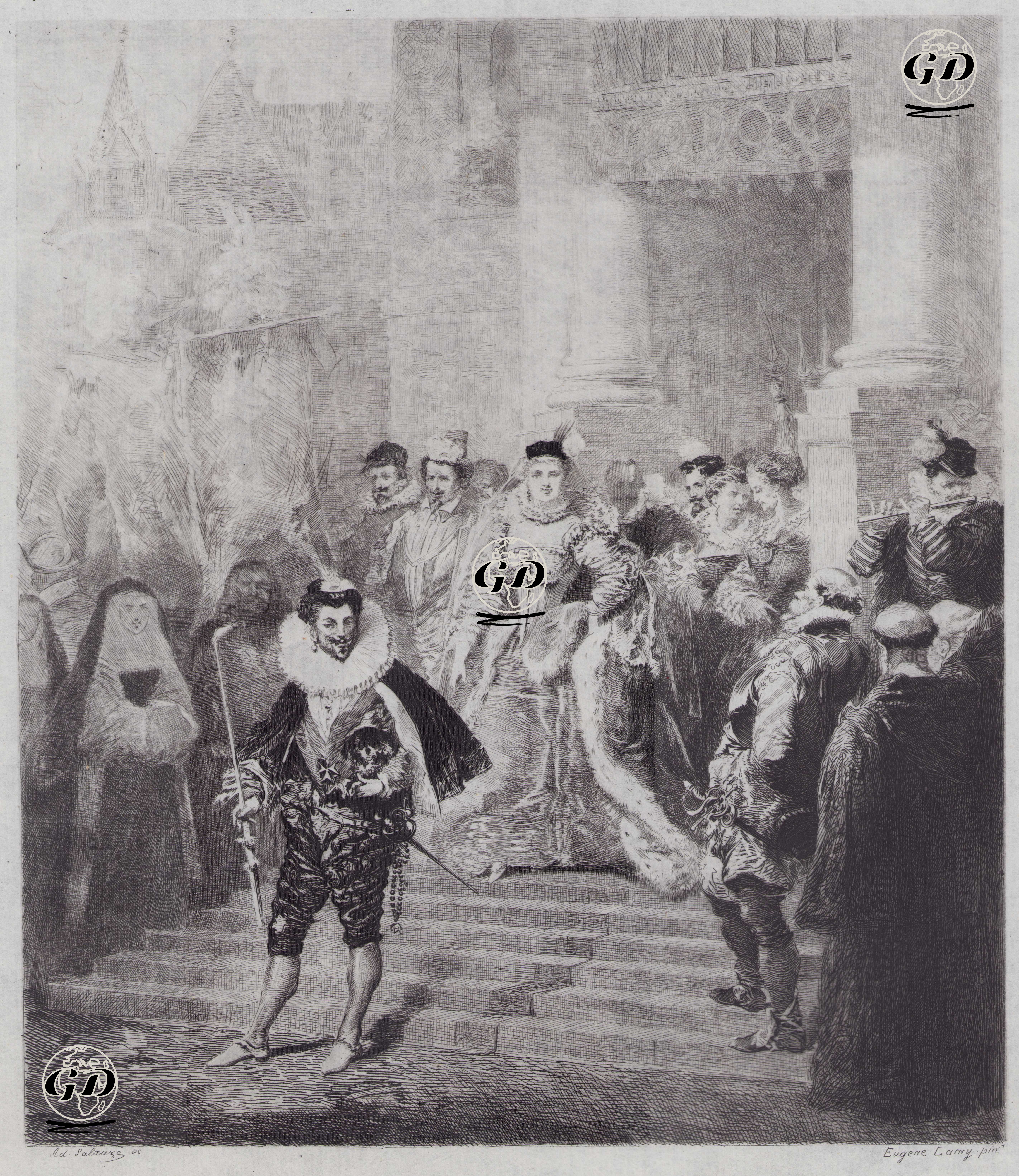 Court Departure Scene - Adolphe Lalauze (1838-1906) - 1850`s