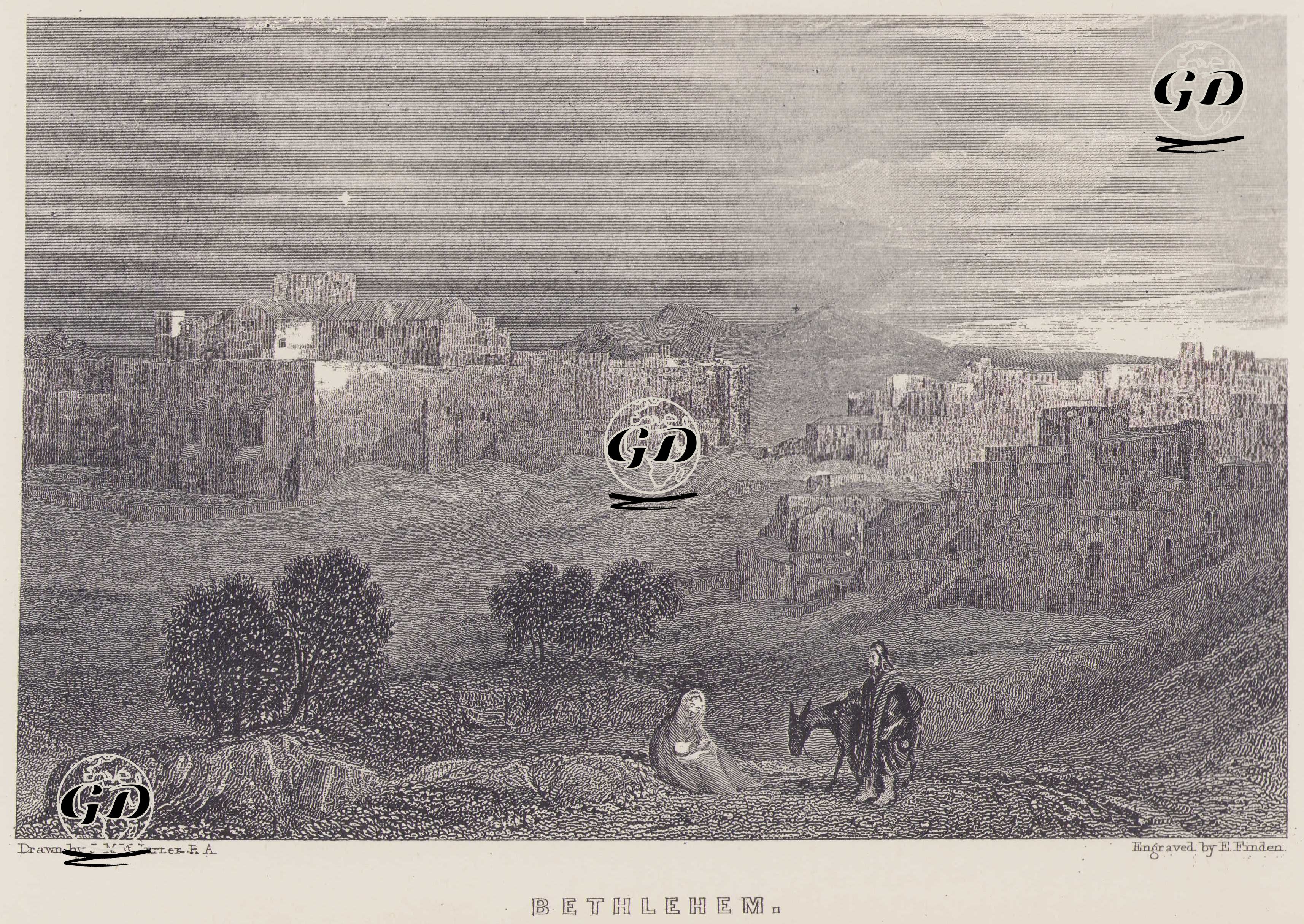 Hazreti Meryem ile Yusuf`un Beytüllahim’e Doğru Yaptıkları Kutsal Yolculuk ve Beytüllahim - J. W. Turnbull R.A. - 1850`s