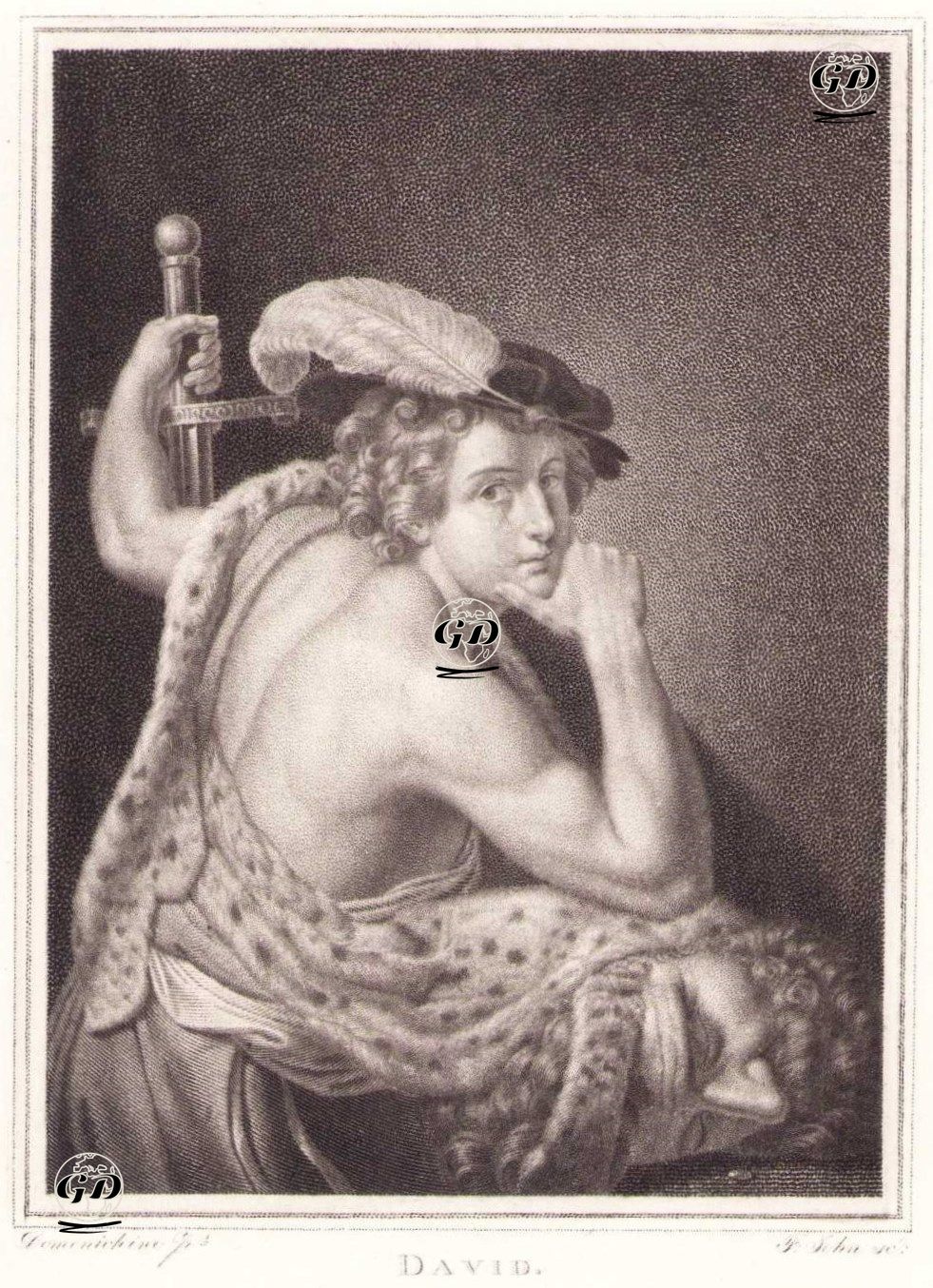 David - Domenichino (1581-1641) - Michele Desubleo (1602-1676) - 1827