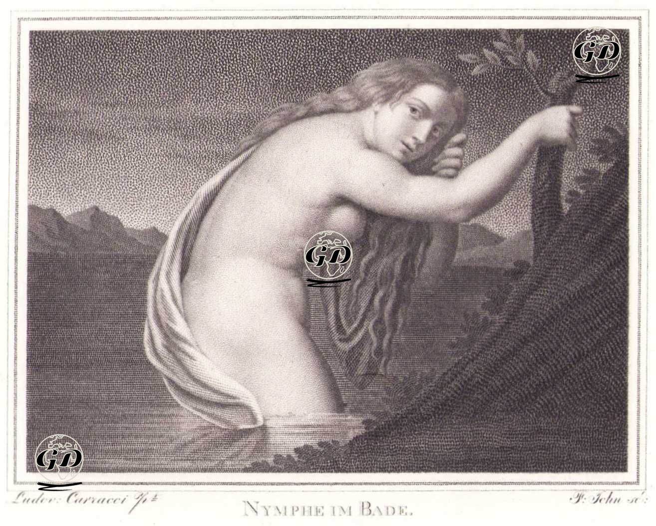 Nymphe im Bade (Nymph in the Bath) - Ludovico Carracci (155-1619) - 1827