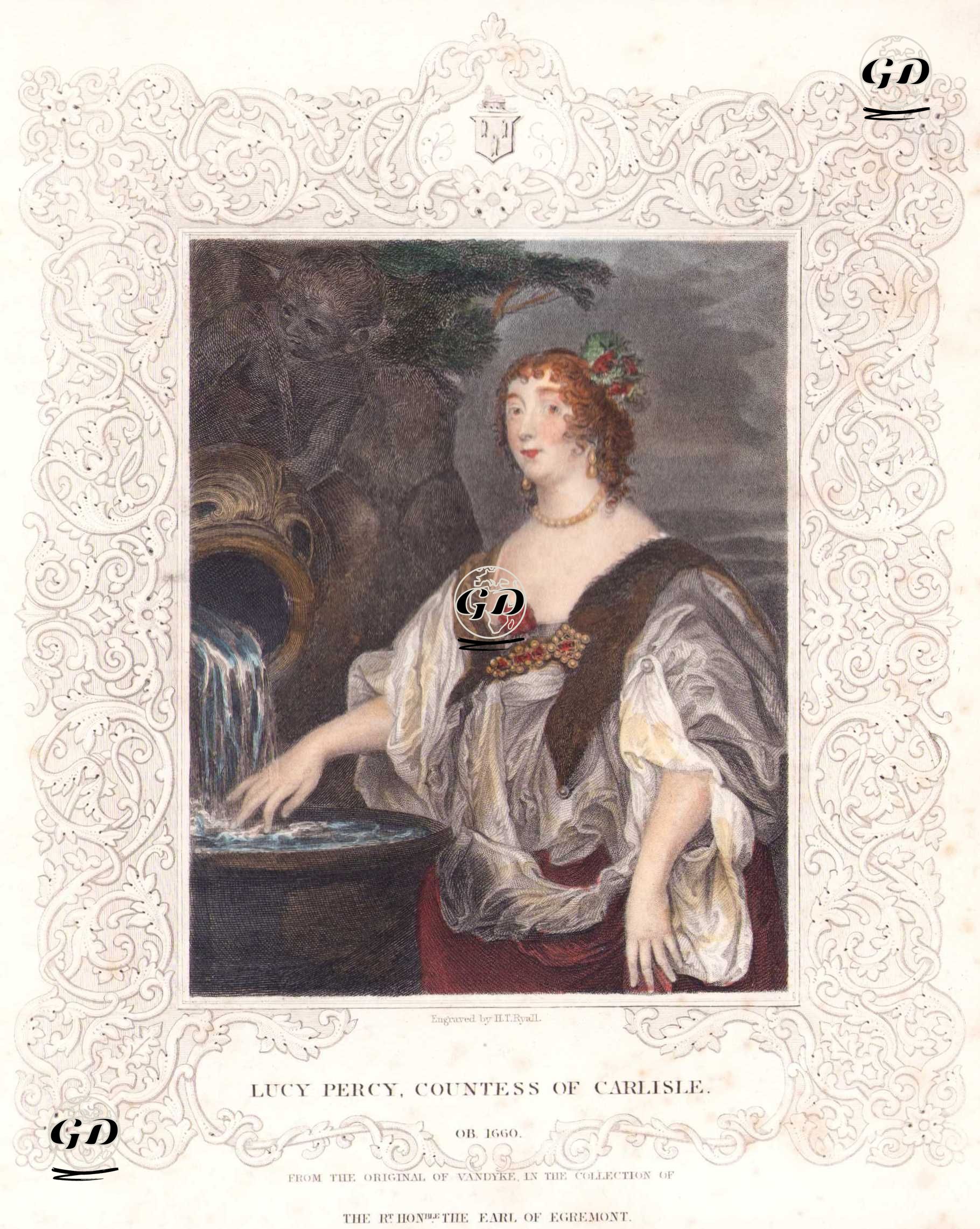 Lucy Percy (Carlisle Kontesi)  - Anthony van Dyck (1599-1641) - 1830's