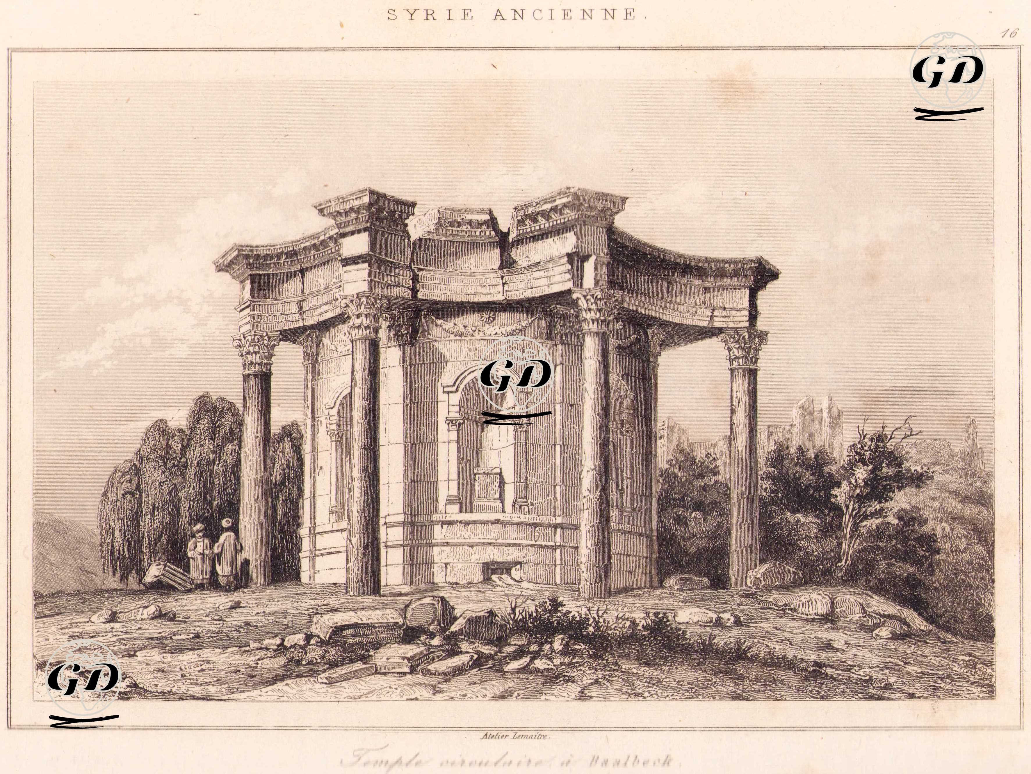 Antik Suriye - Lübnan’daki Baalbek Antik Kentinde Yer Alan Dairesel Venüs Tapınağı (Plate 16) -  - 1848