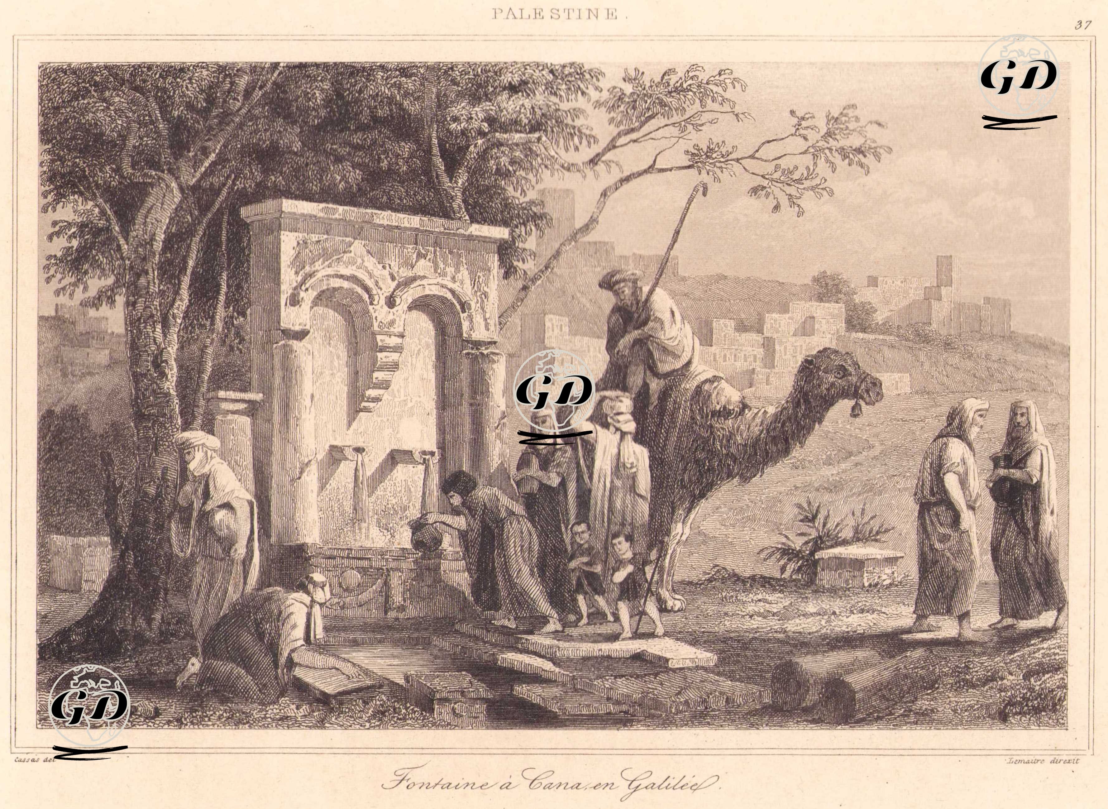 Palestine - Fontaine a Cana en Galilee (Plate 37) (Fountain at Cana in Galilee) - Louis Francois Cassas (1756-1827) - 1845