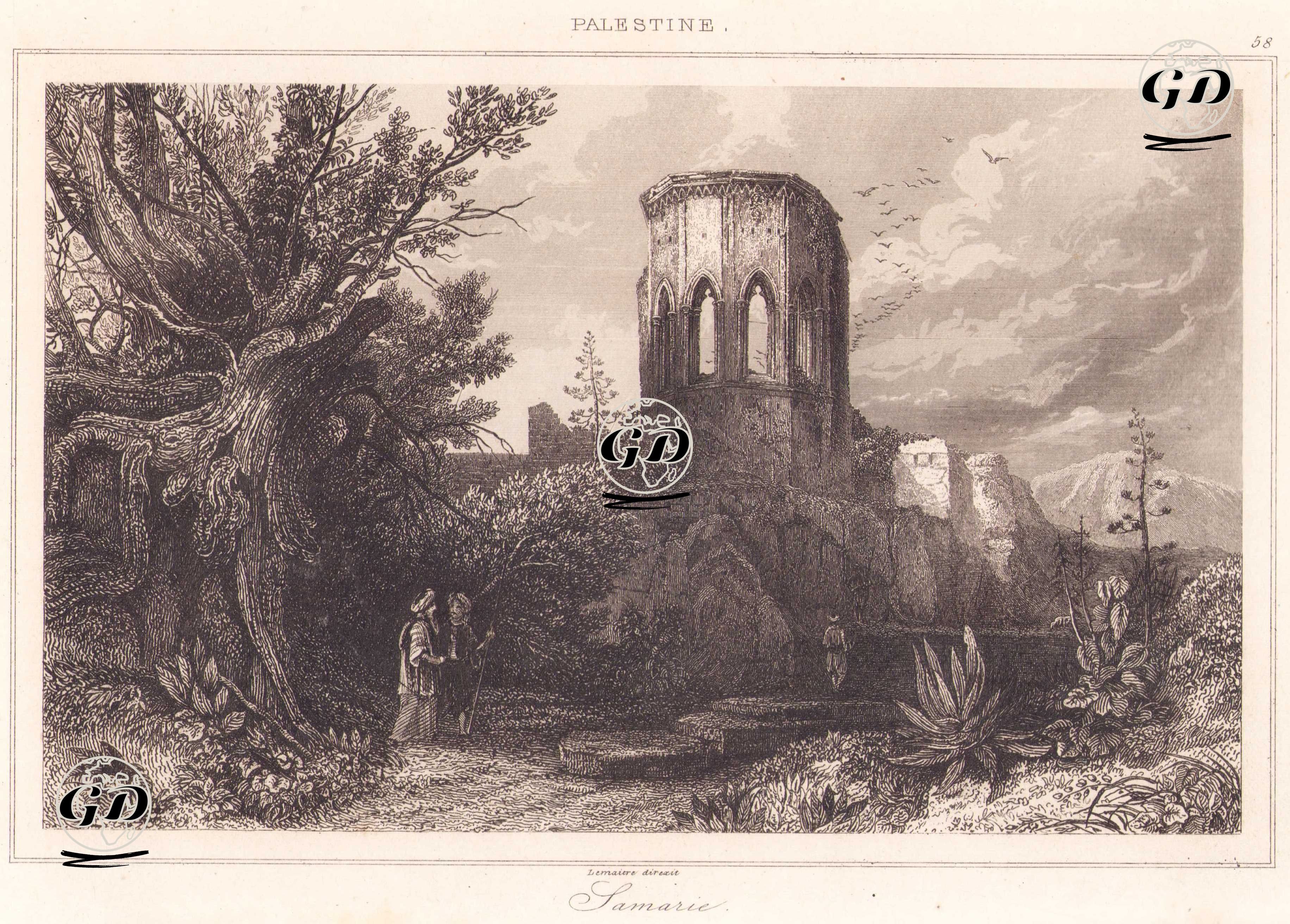 Filistin - Samiriye Kalıntıları (Plate 58) -  - 1845
