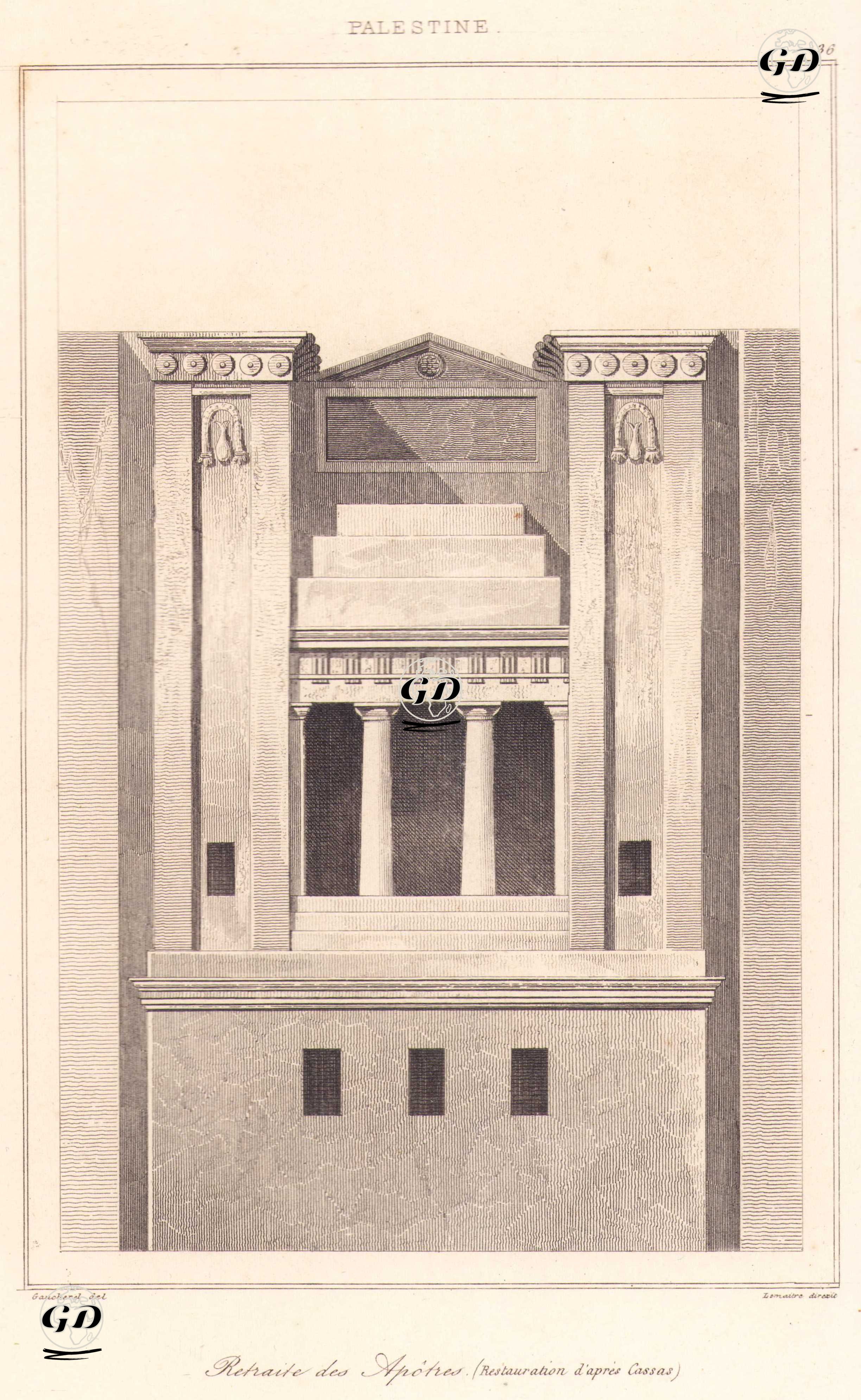 Filistin - Havarilerin İnziva Mekanı (Cassas’a göre yeniden çizim) (Plate 36) - Leon Gaucherel (1816-1886) - 1845