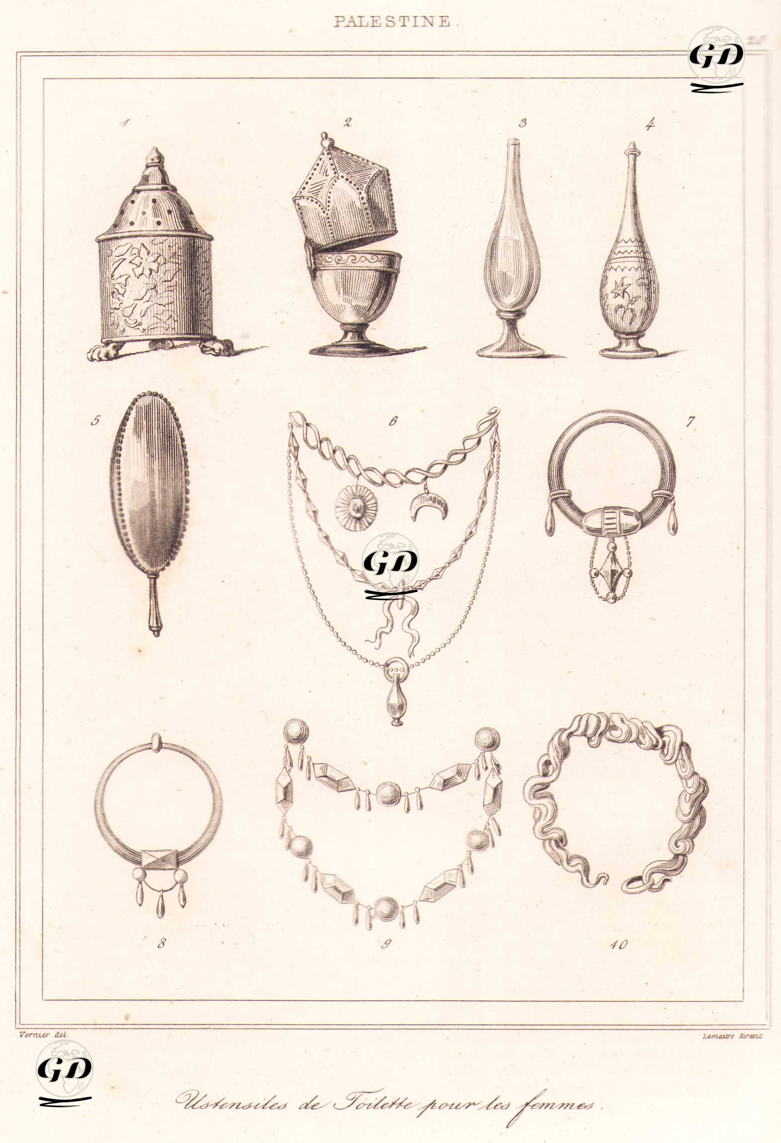 Filistin - Kadınların Güzellik ve Takı Eşyaları (Plate 20) - Vernier - 1845