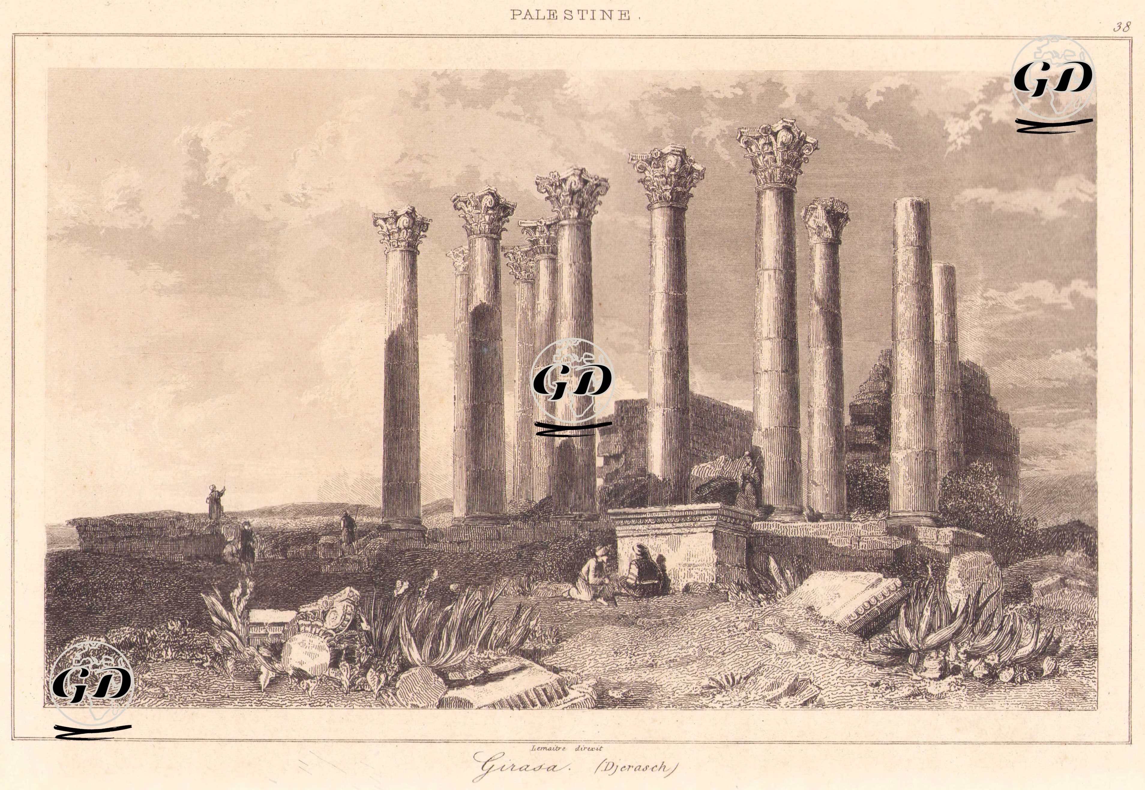 Filistin - Jerash Antik Kenti Kalıntıları (Plate 38) -  - 1845