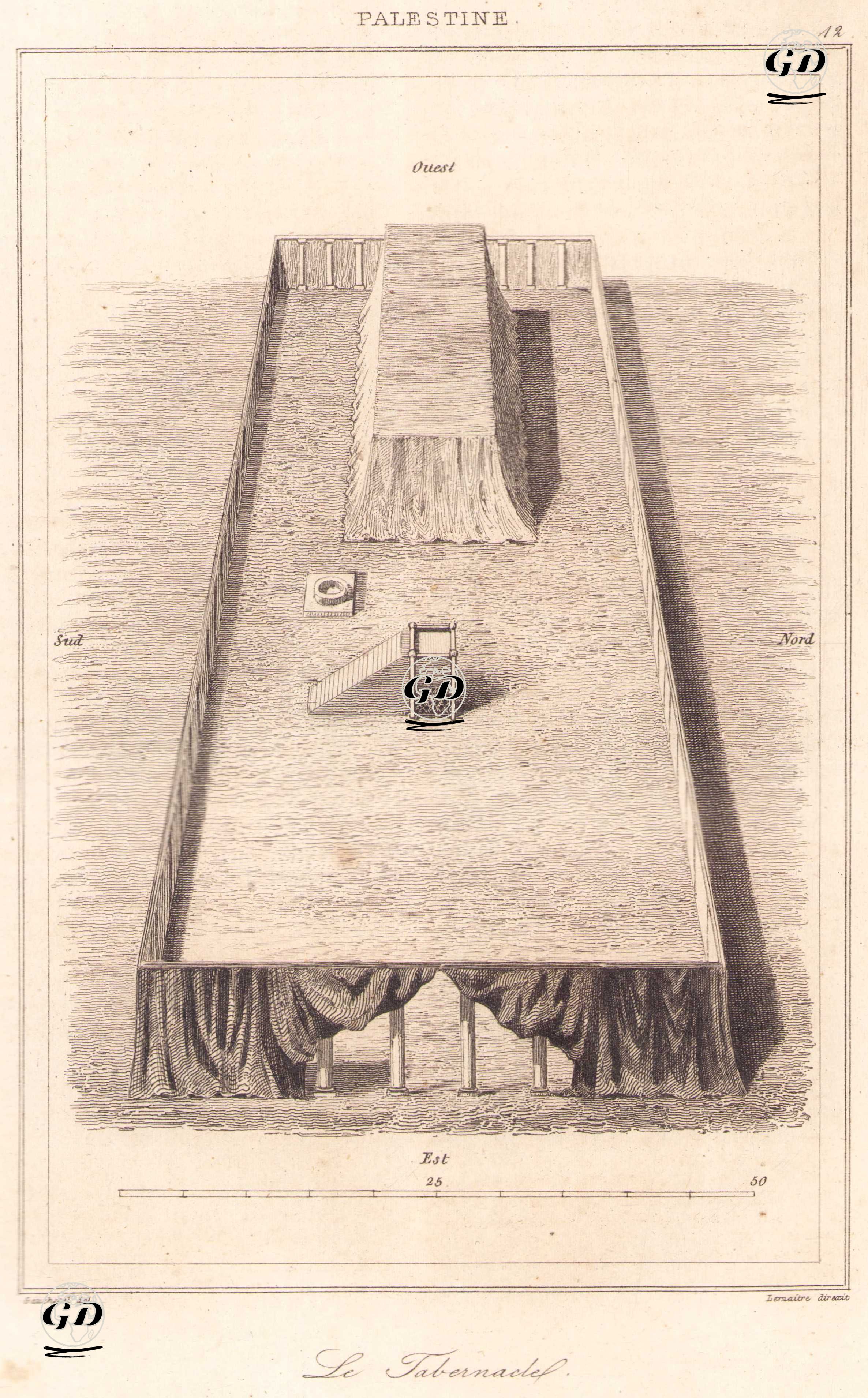 Filistin - Kutsal Çadır (Tabernacle) (Plate 12) - Leon Gaucherel (1816-1886) - 1845