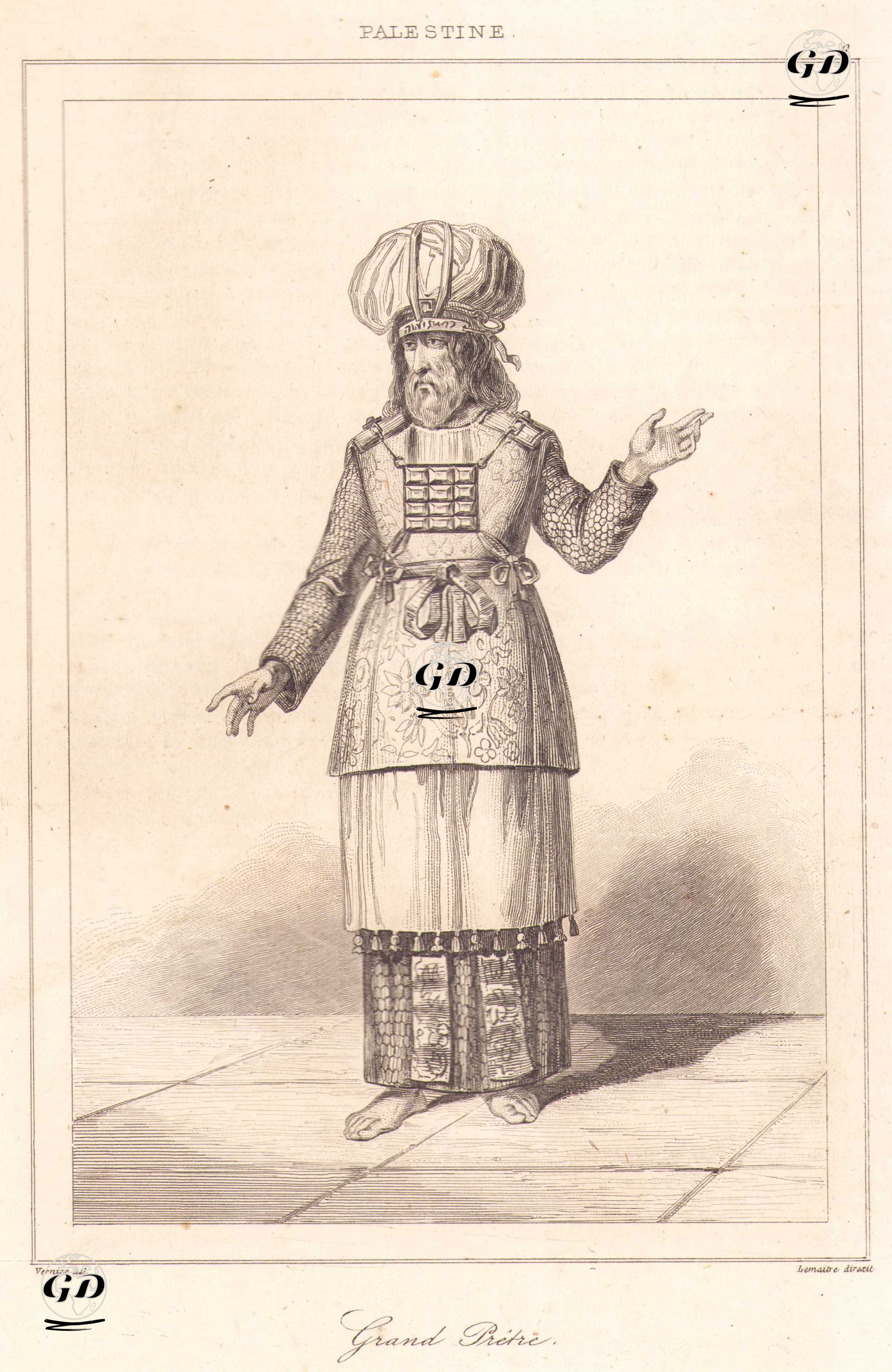Filistin - Yahudi Başrahibi (Plate 9) - Vernier - 1845