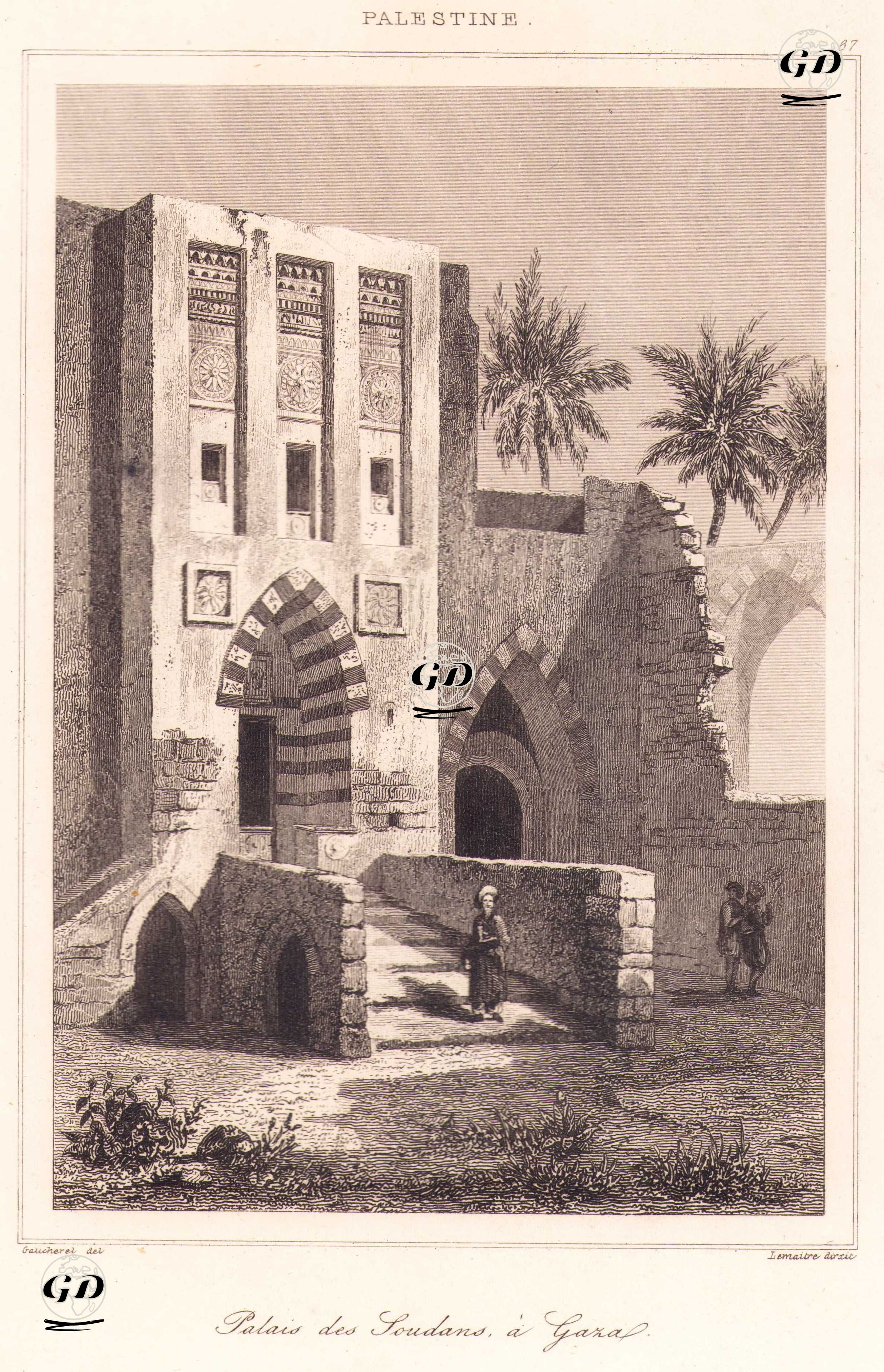 Filistin - Gazze’deki Paşa Sarayı (Plate 67) - Leon Gaucherel (1816-1886) - 1845