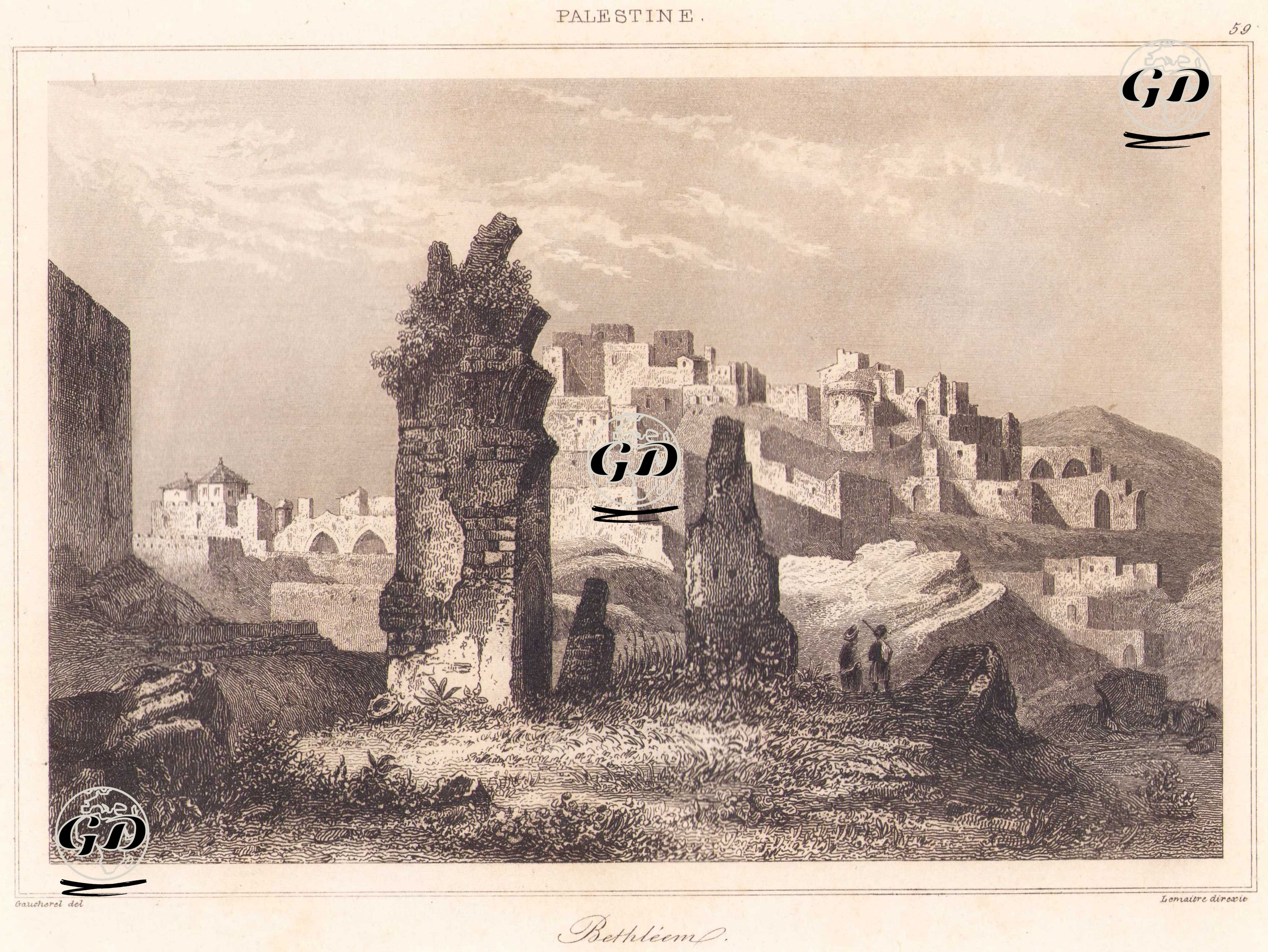 Palestine - Bethlem (Plate 59) - Leon Gaucherel (1816-1886) - 1845