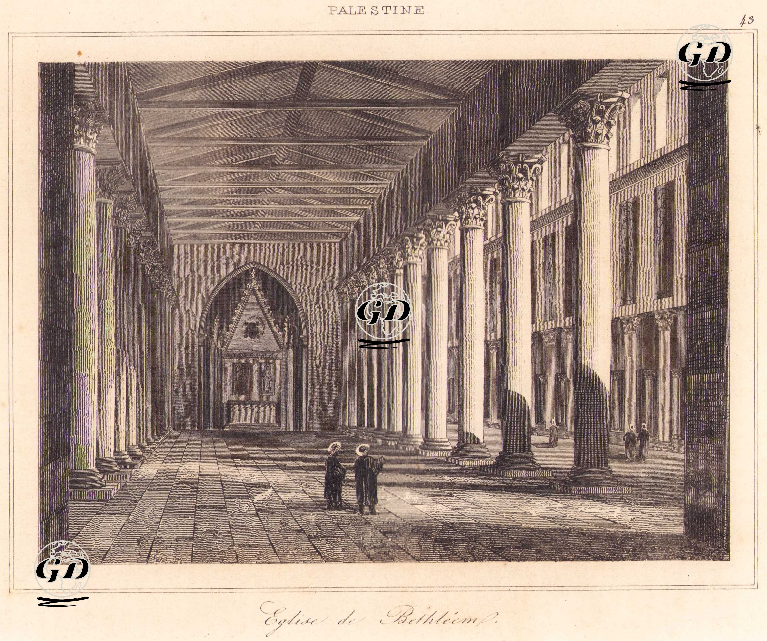 Filistin - Beytüllahim`de Doğuş Kilisesi (Plate 43) -  - 1845