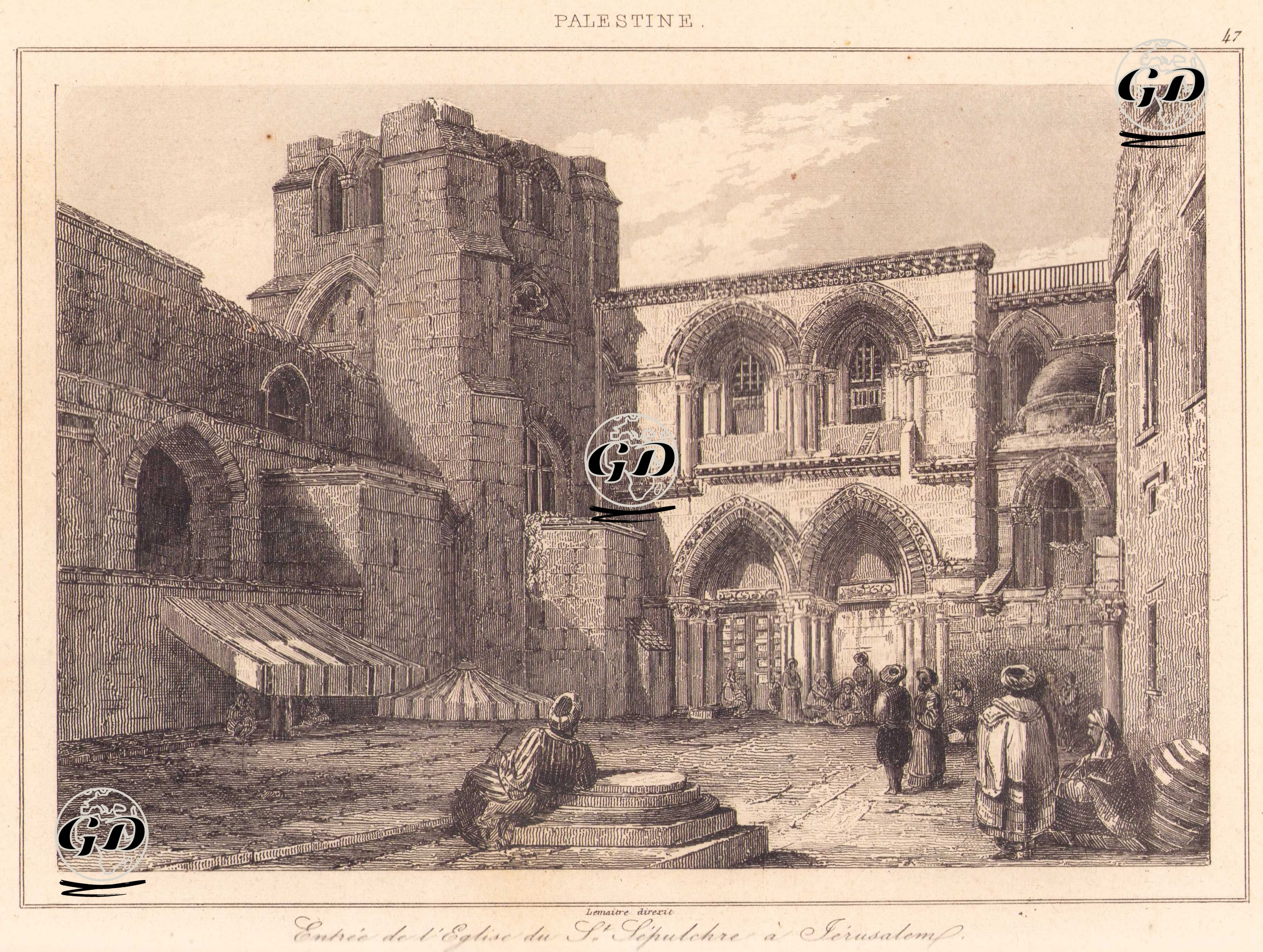 Filistin - Kudüs’teki Kutsal Kabir Kilisesi’nin Girişi (Plate 47) -  - 1845