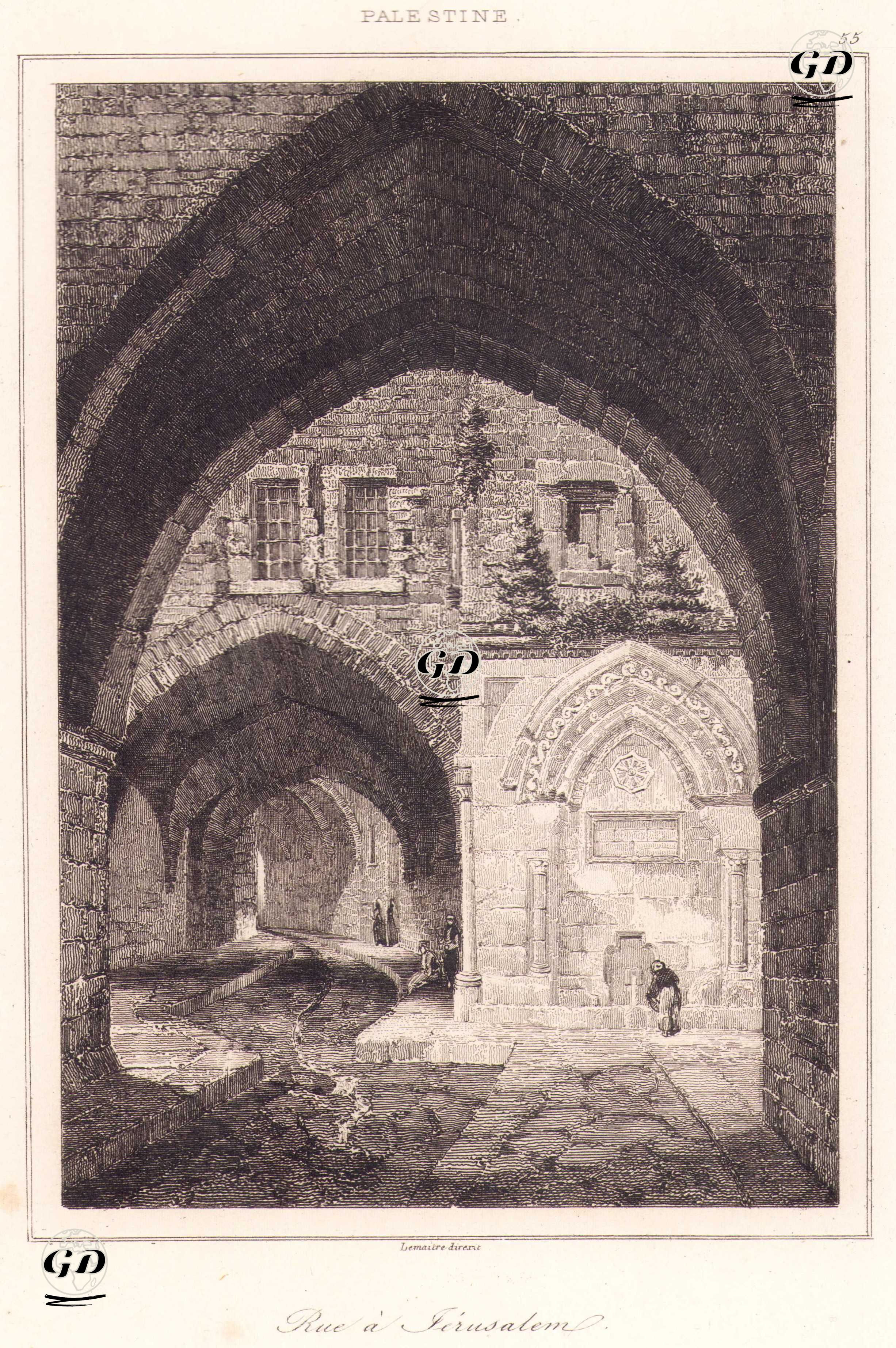 Filistin - Kudüs’te Bir Sokak (Plate 55) -  - 1845