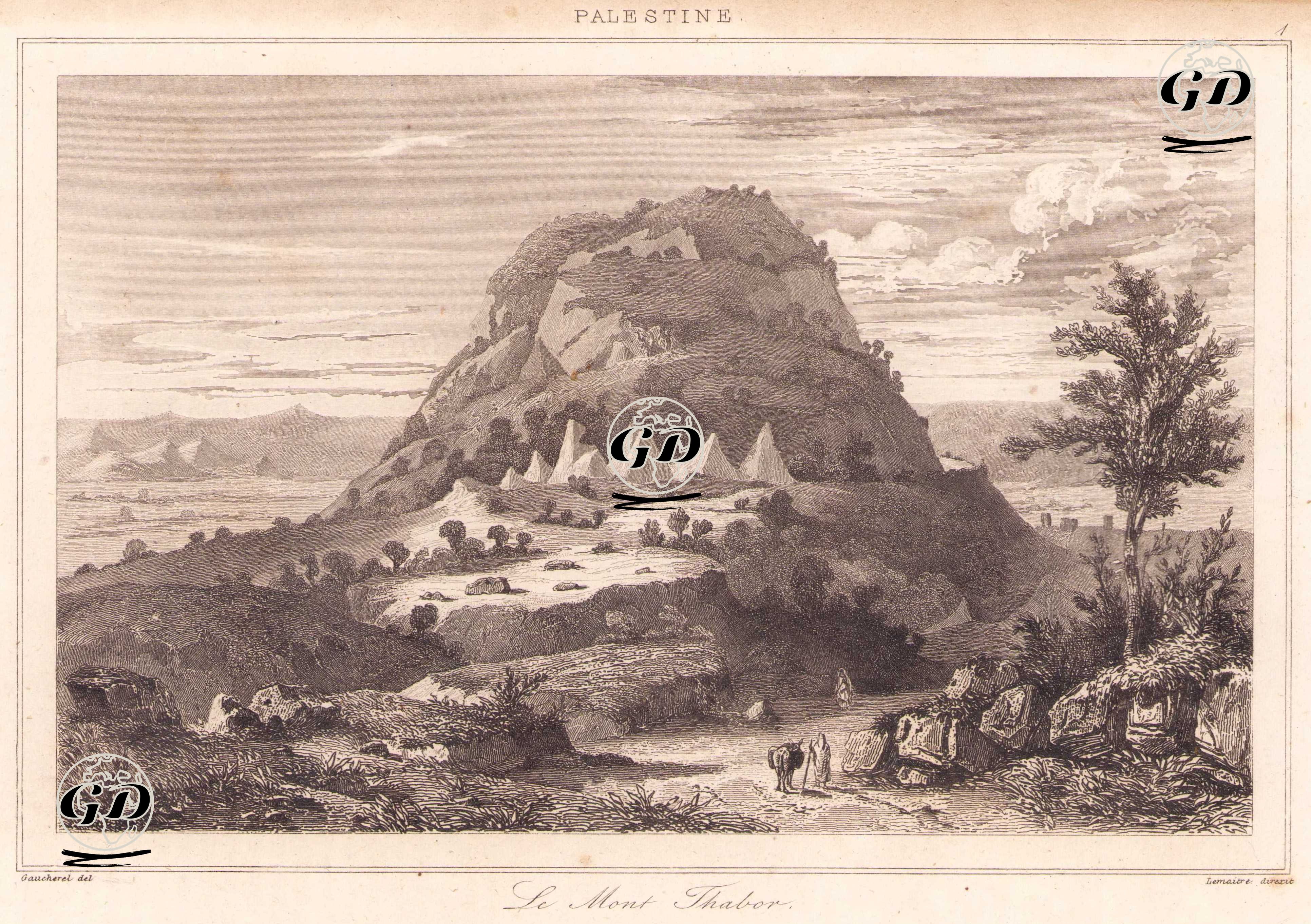 Filistin - Tabor Dağı (Plate 1) - Leon Gaucherel (1816-1886) - 1845