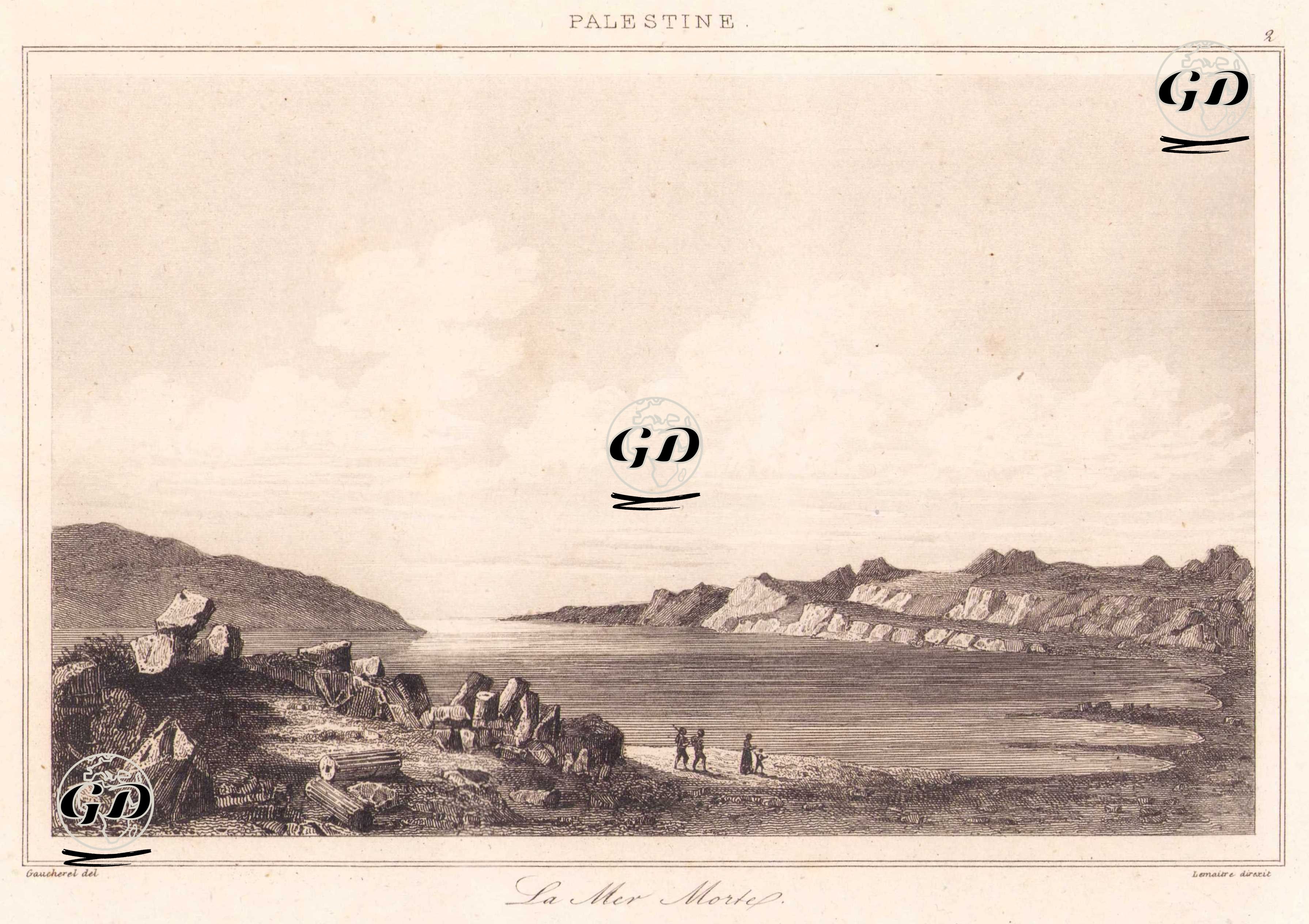 Filistin - Lut Gölü (Ölü Deniz) (Plate 2) - Leon Gaucherel (1816-1886) - 1845