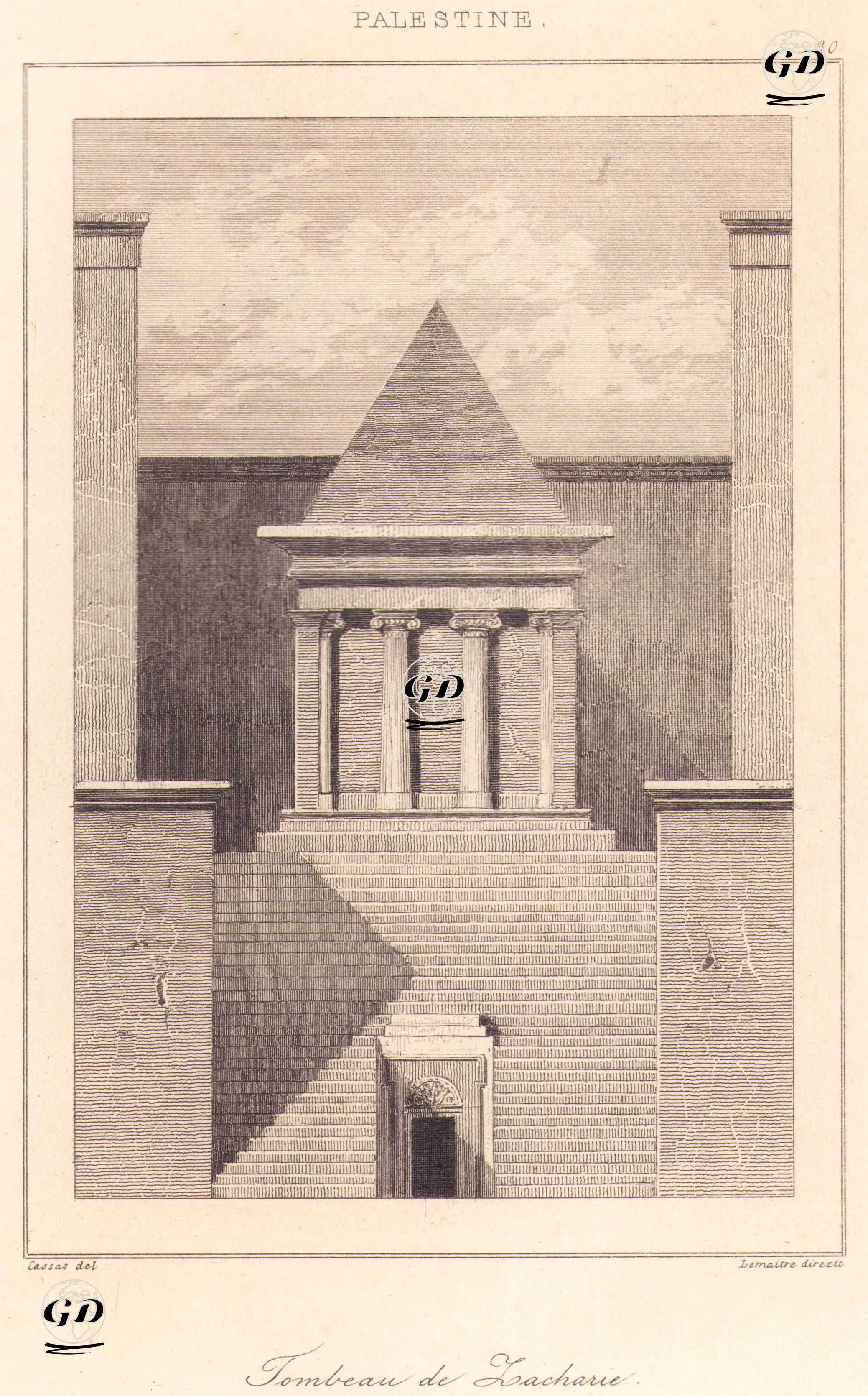 Palestine - Tombeau de Zacharie (Plate 30) (Tomb of Zechariah) - Cassas - 1845