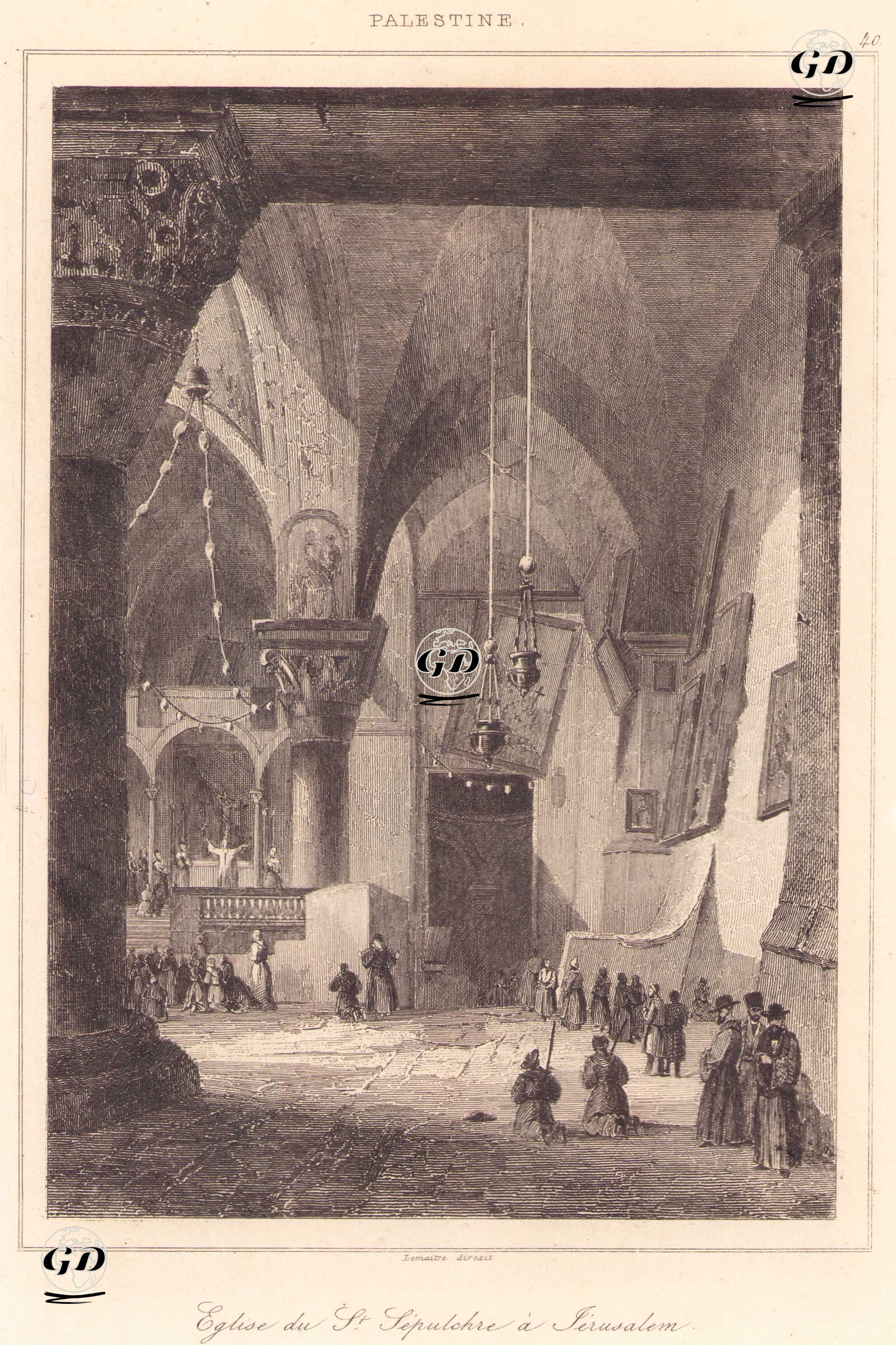 Filistin - Kudüs'teki Kutsal Kabir Kilisesi (Plate 40) -  - 1845