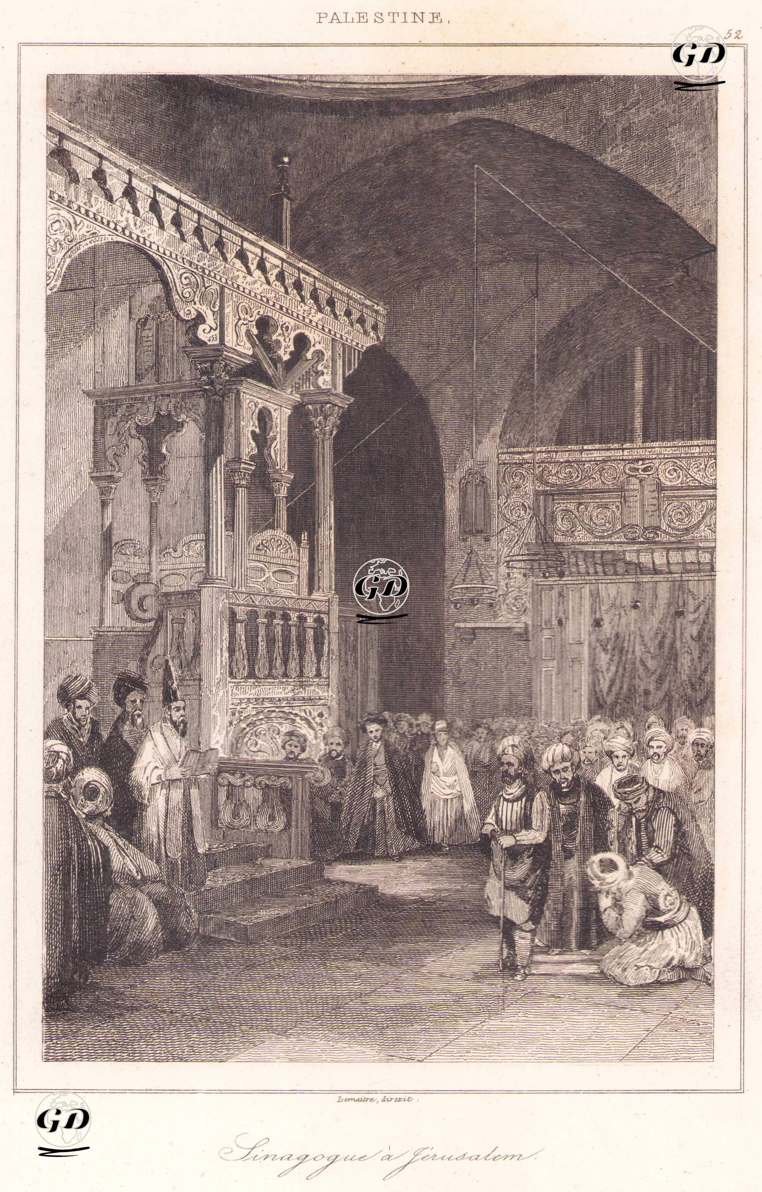Filistin - Kudüs’teki Sinagog (Plate 52) -  - 1845