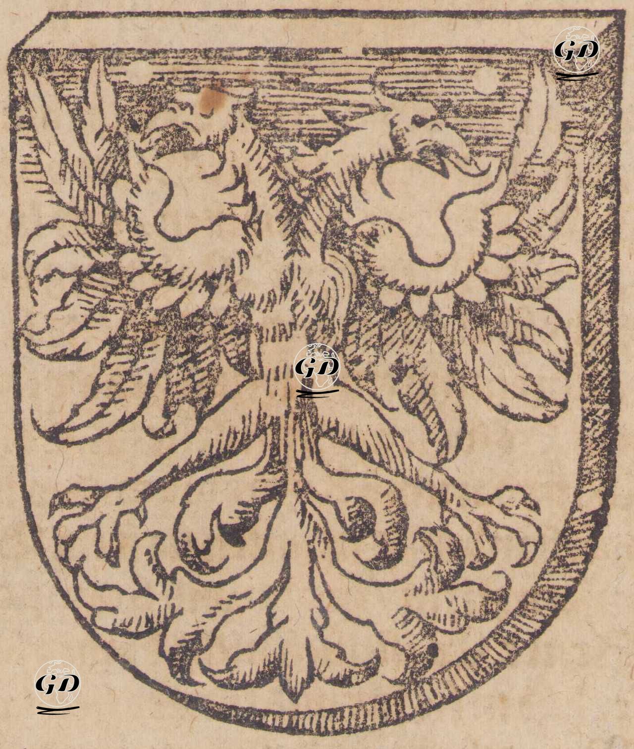 Byzantine Imperial Coat of Arms (Double-Headed Eagle) - Sebastian Munster (1489-1552) - 1628