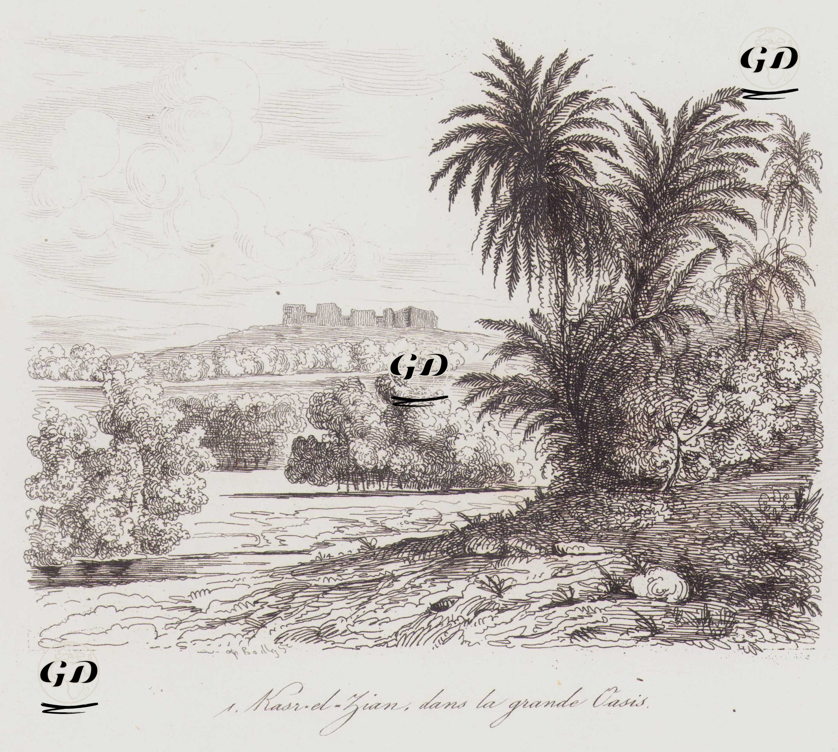 Mısır'daki Kharga Vahasında Bulunan Qasr al-Zayan Tapınağı - Juluen Leopold Boilly (1796 - 1874) - 1839