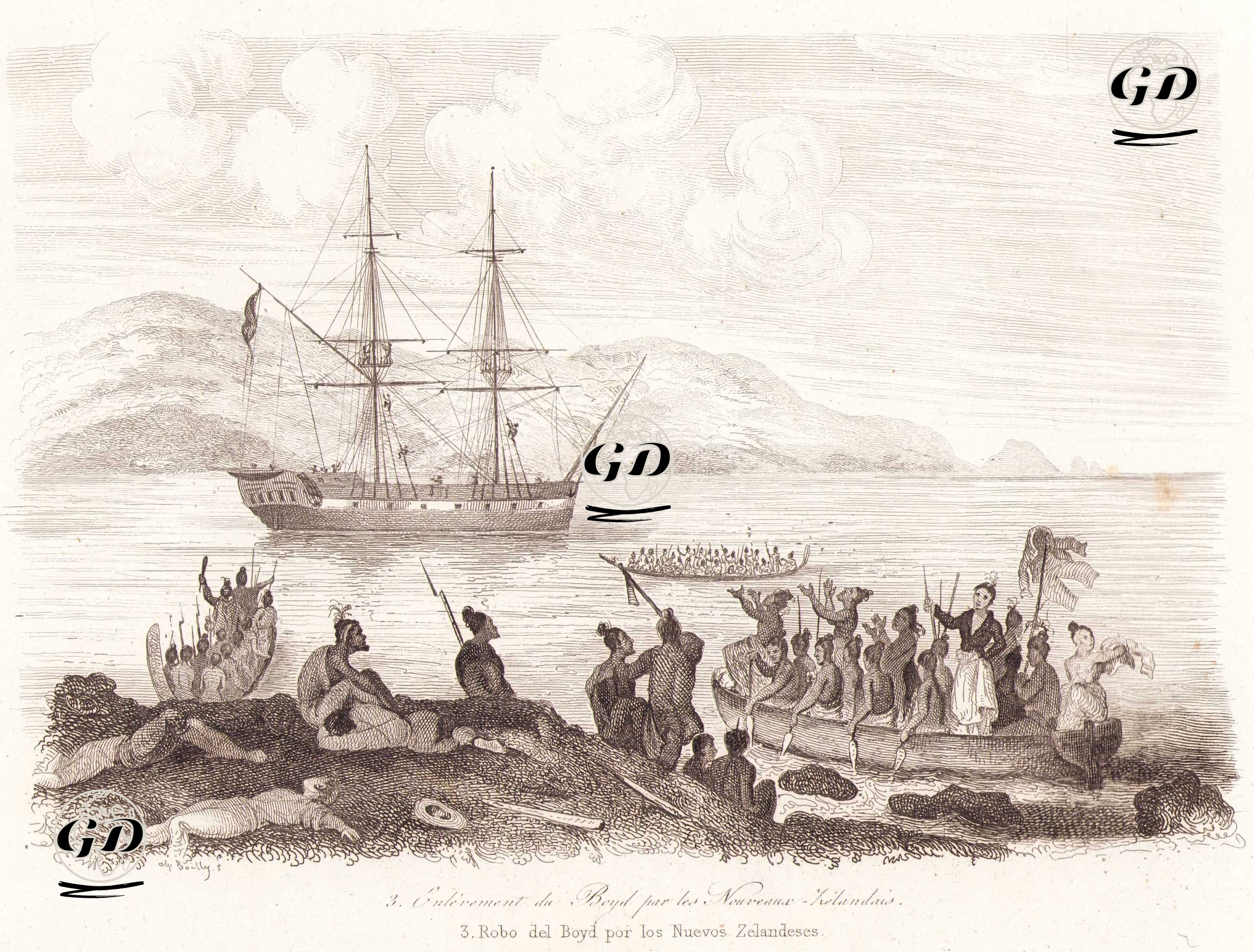 Geminin Maoriler Tarafından Ele Geçirilmesi (Boyd Olayı) - Louis Auguste de Sainson (1800-1874) - 1836